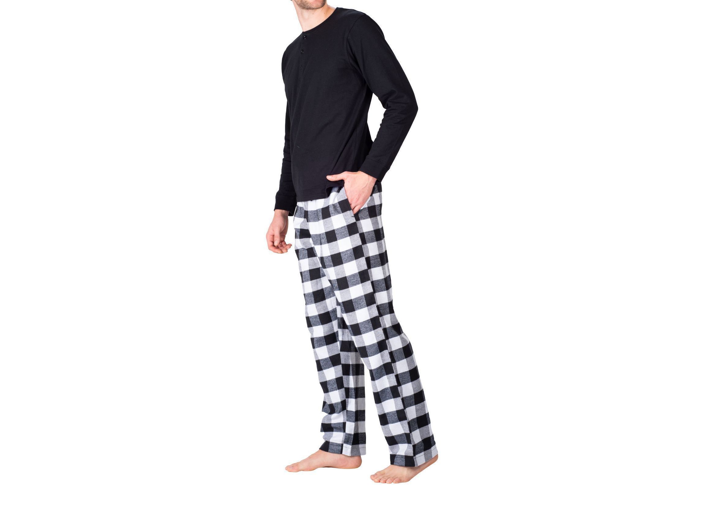 Flannel Pajama Set White and Black Buffalo Check