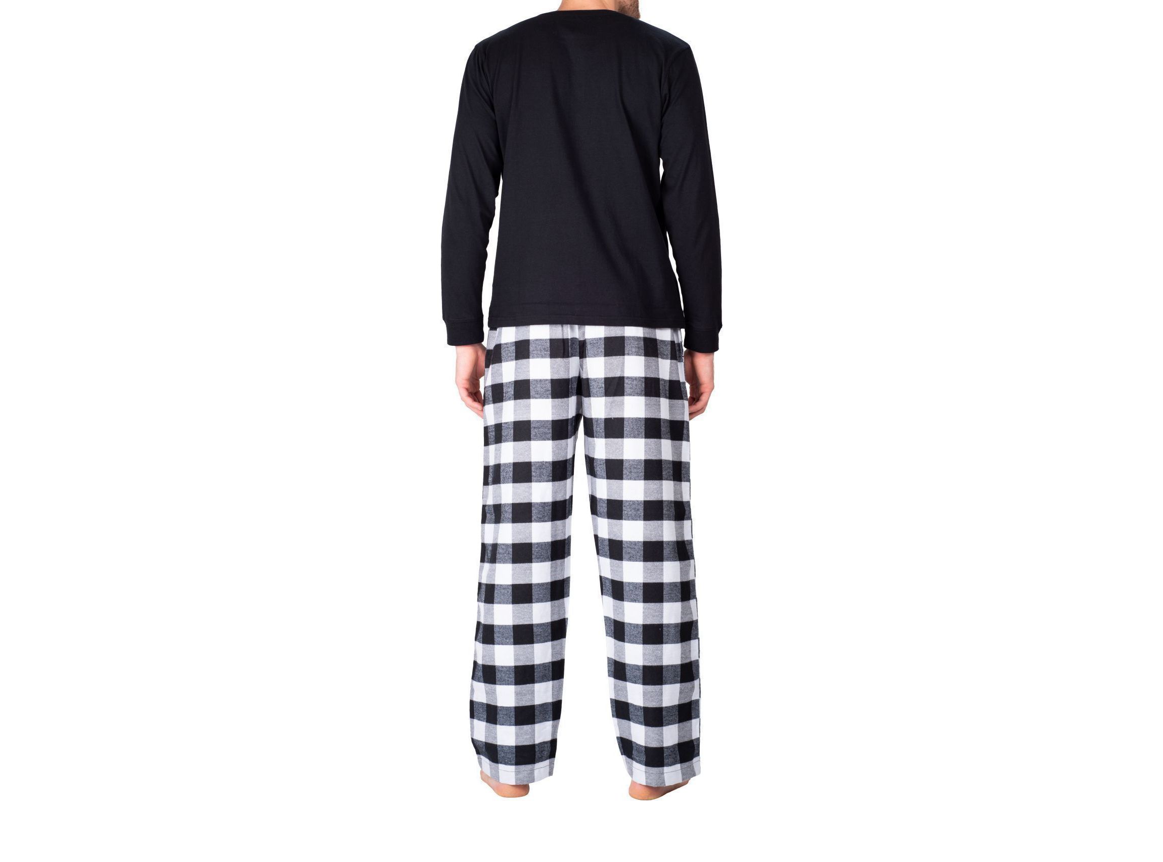 Flannel Pajama Set White and Black Buffalo Check
