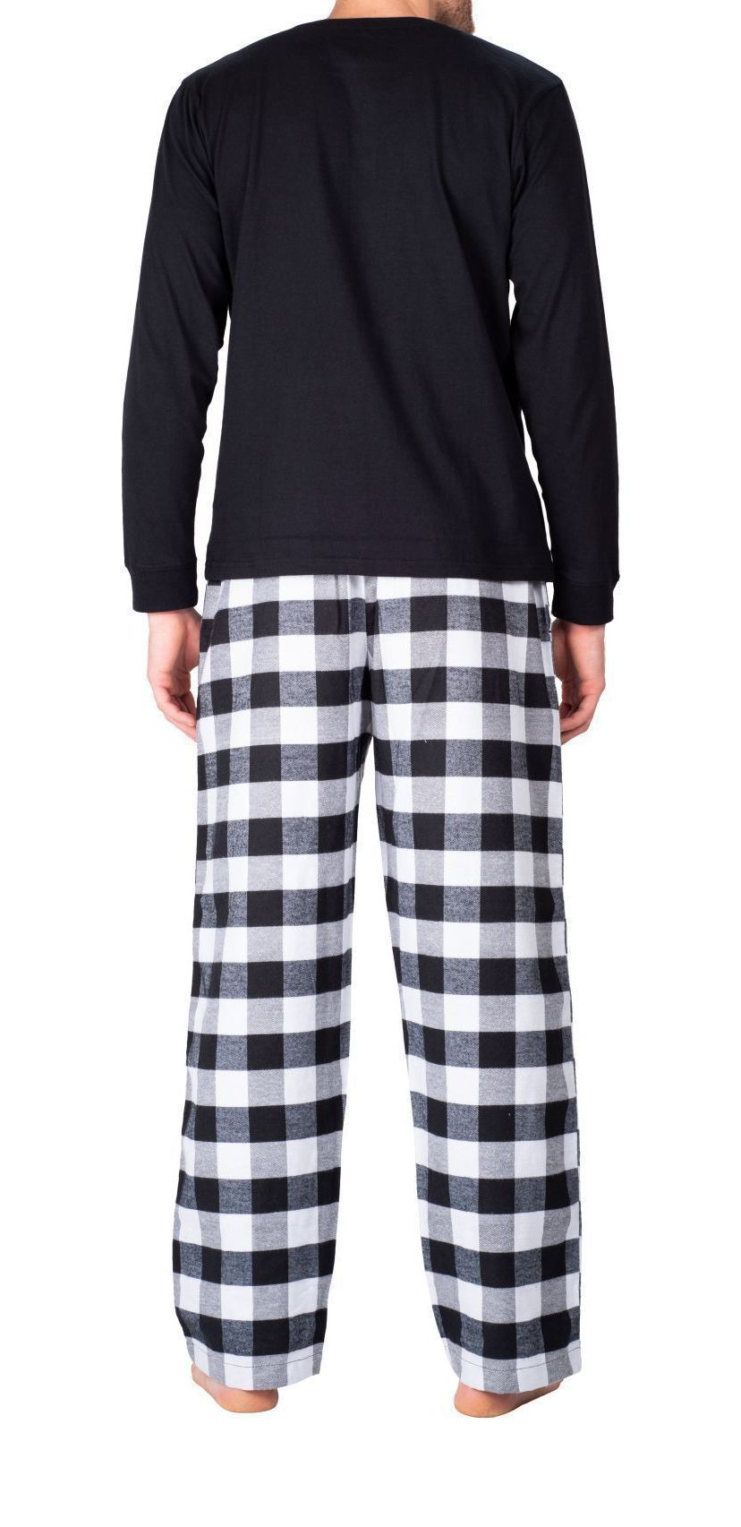 Flannel Pajama Set White and Black Buffalo Check