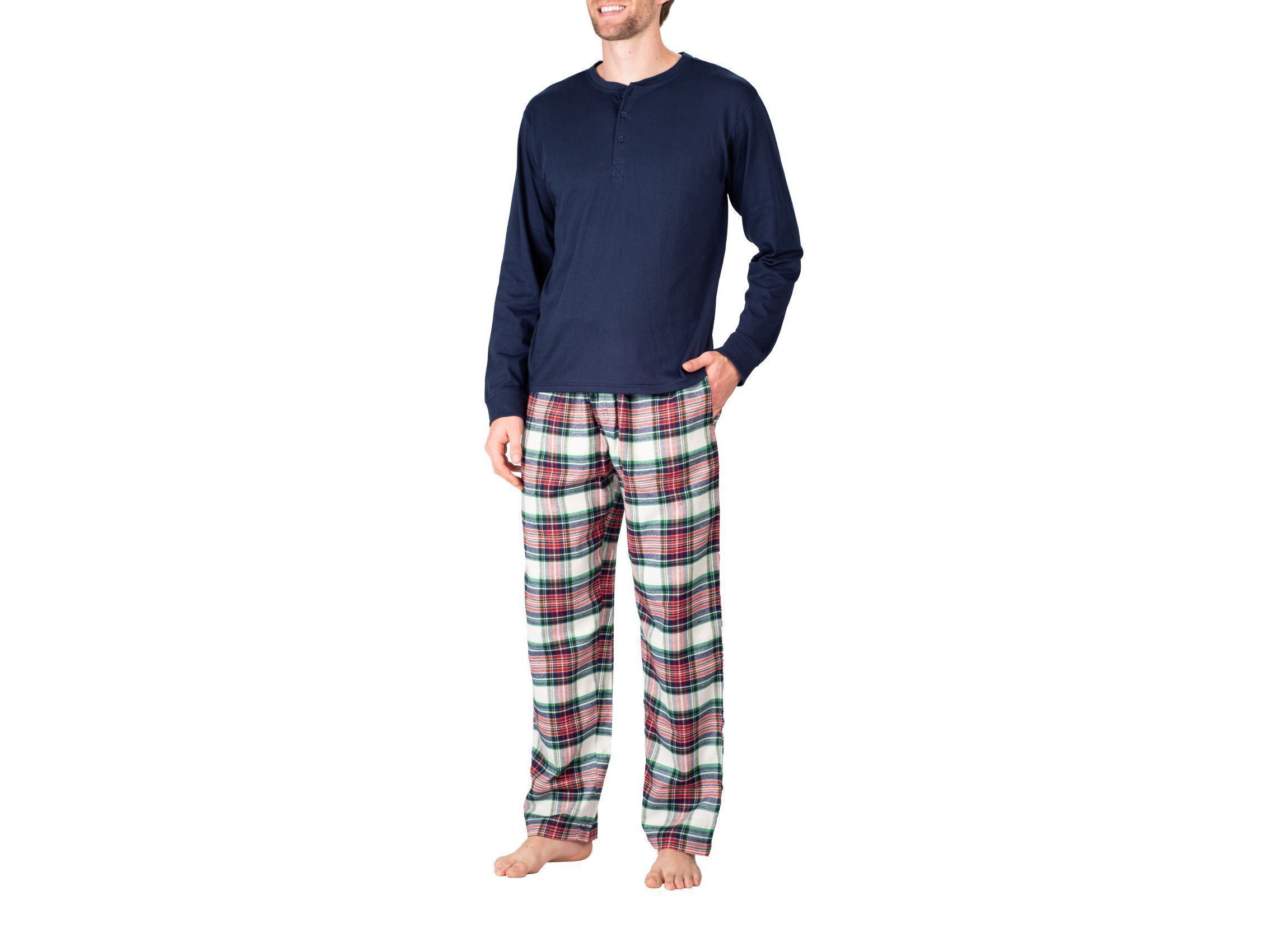 Flannel Pajama Set Dark Navy Tartan Plaid