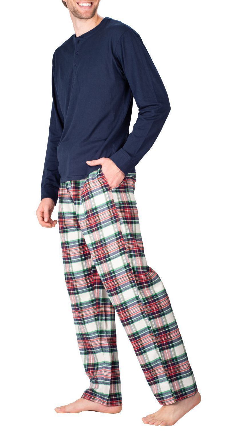 Flannel Pajama Set Dark Navy Tartan Plaid