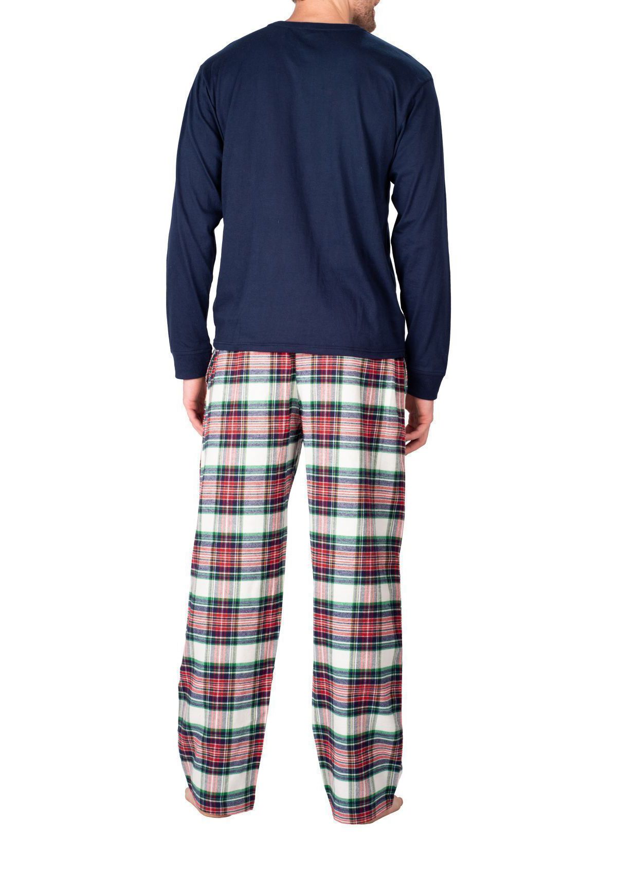 Flannel Pajama Set Dark Navy Tartan Plaid
