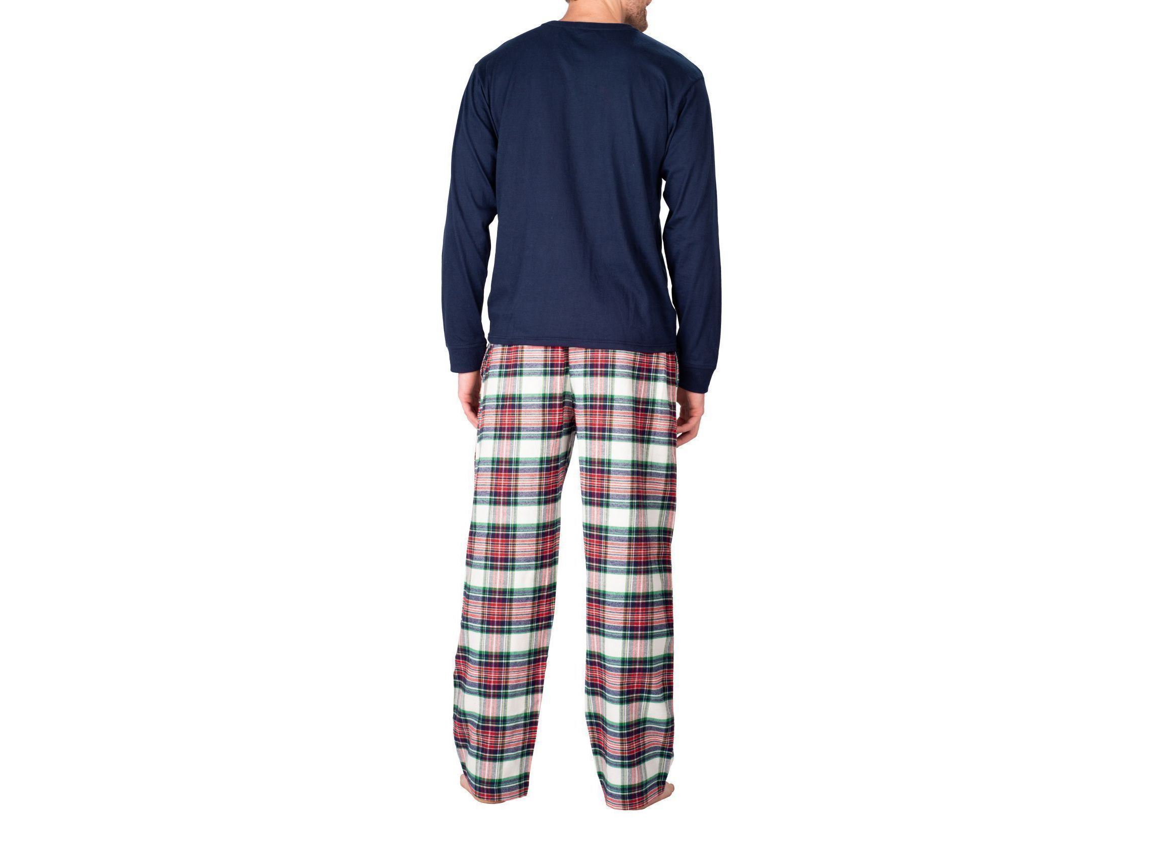 Flannel Pajama Set Dark Navy Tartan Plaid