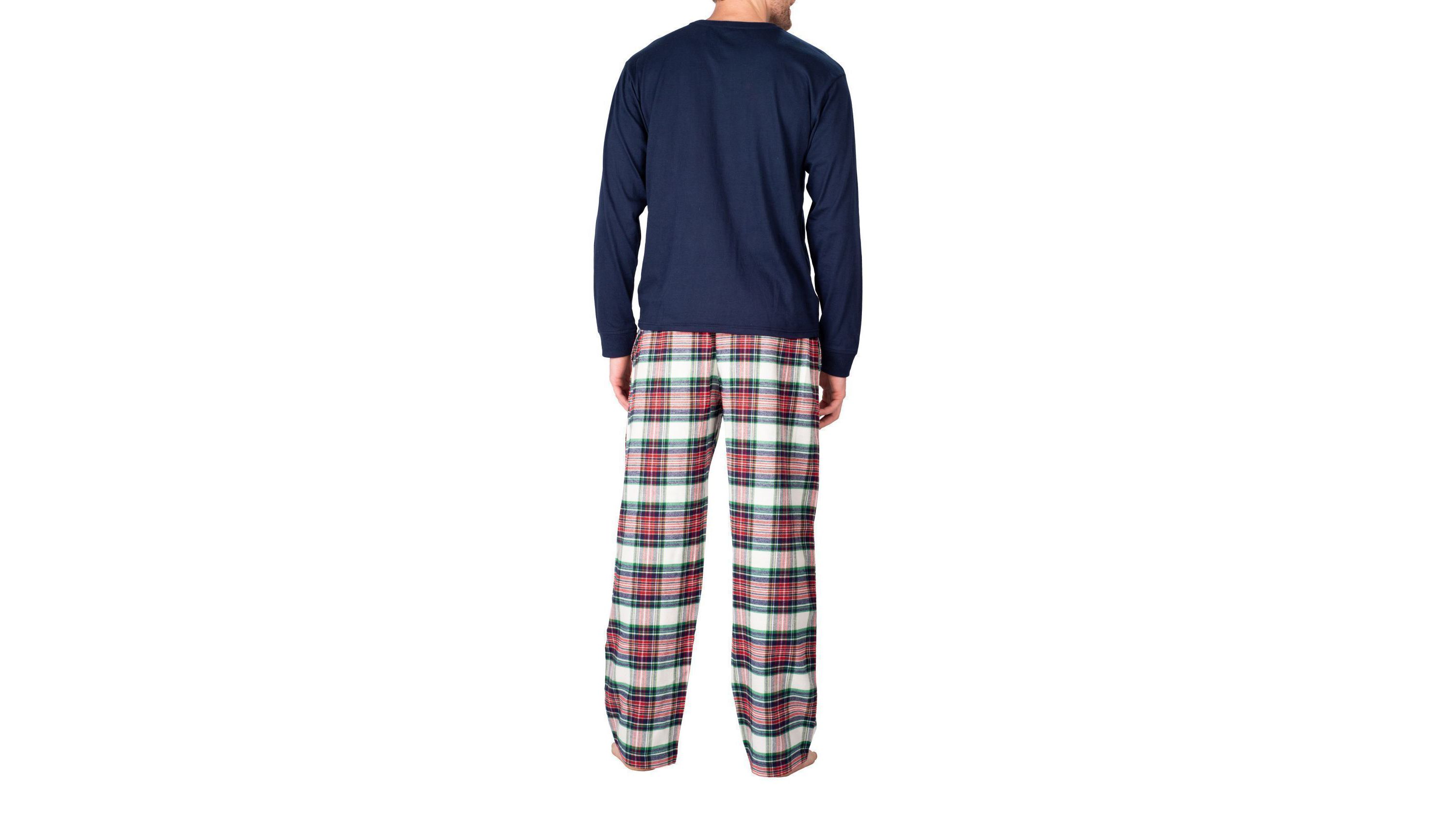 Flannel Pajama Set Dark Navy Tartan Plaid