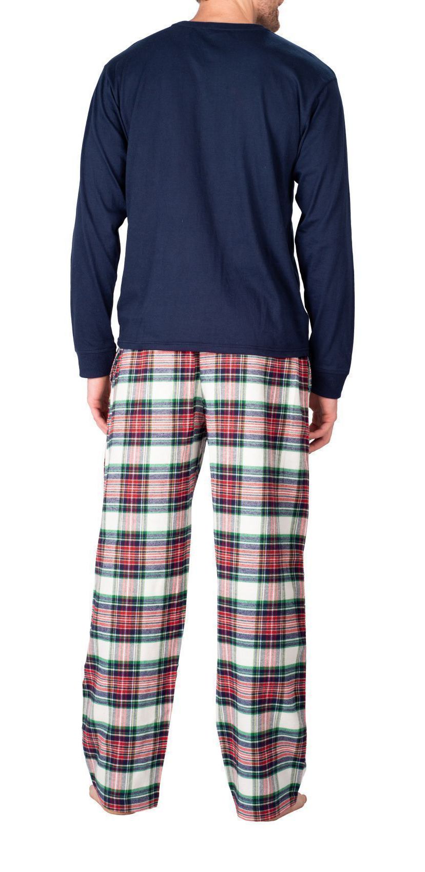 Flannel Pajama Set Dark Navy Tartan Plaid