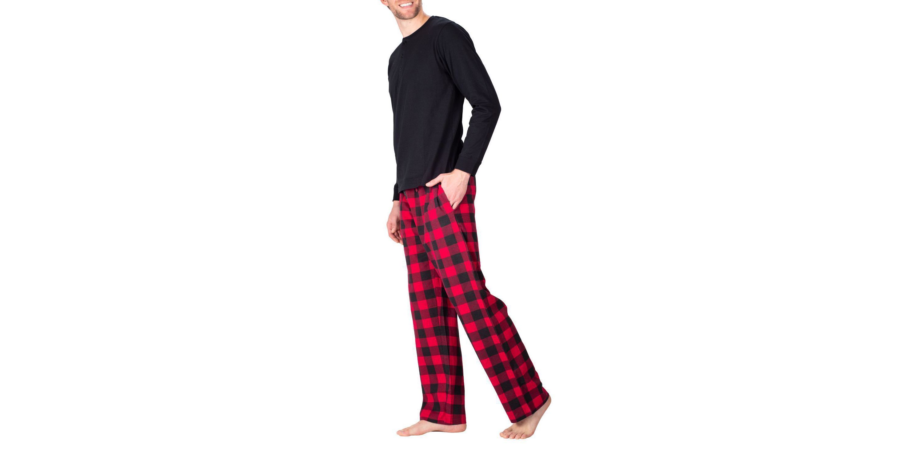 Knit Pajama Set Black with Buffalo Check