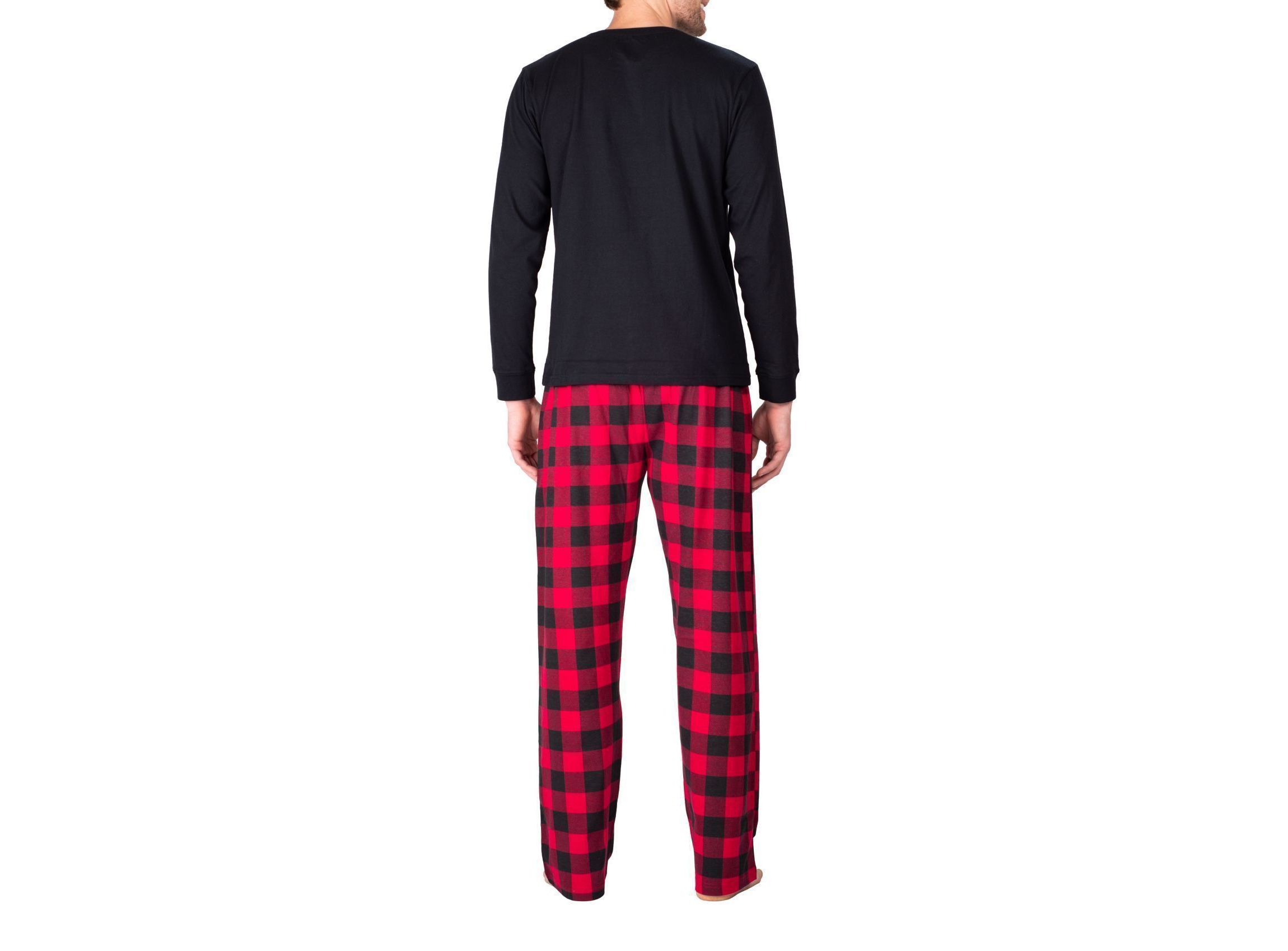 Knit Pajama Set Black with Buffalo Check