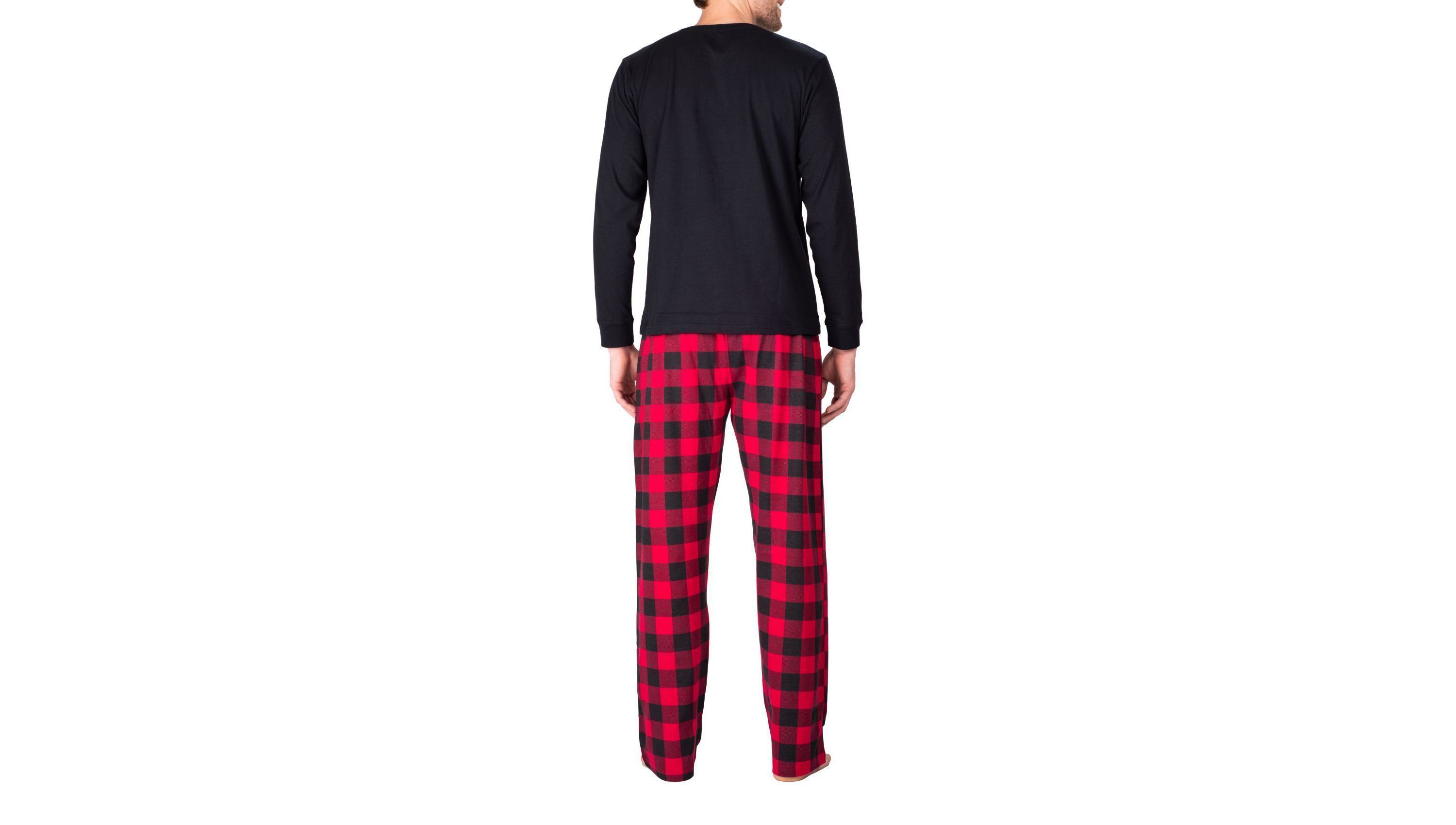 Knit Pajama Set Black with Buffalo Check
