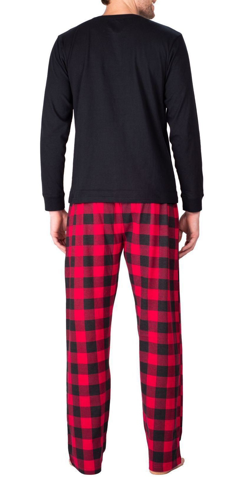 Knit Pajama Set Black with Buffalo Check