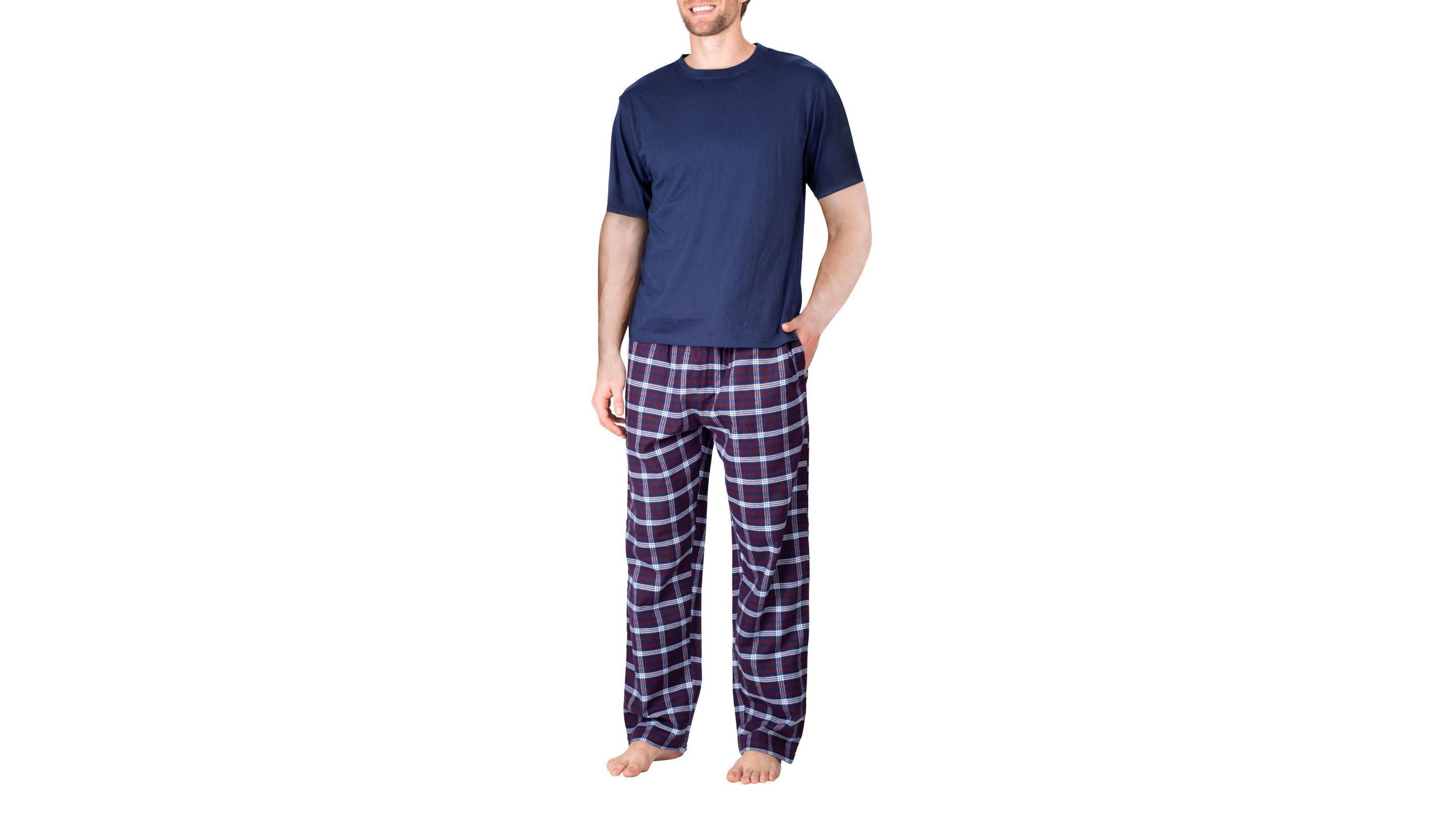 Short Sleeve Flannel Pajama Set Sailor Navy and Americana Plaid