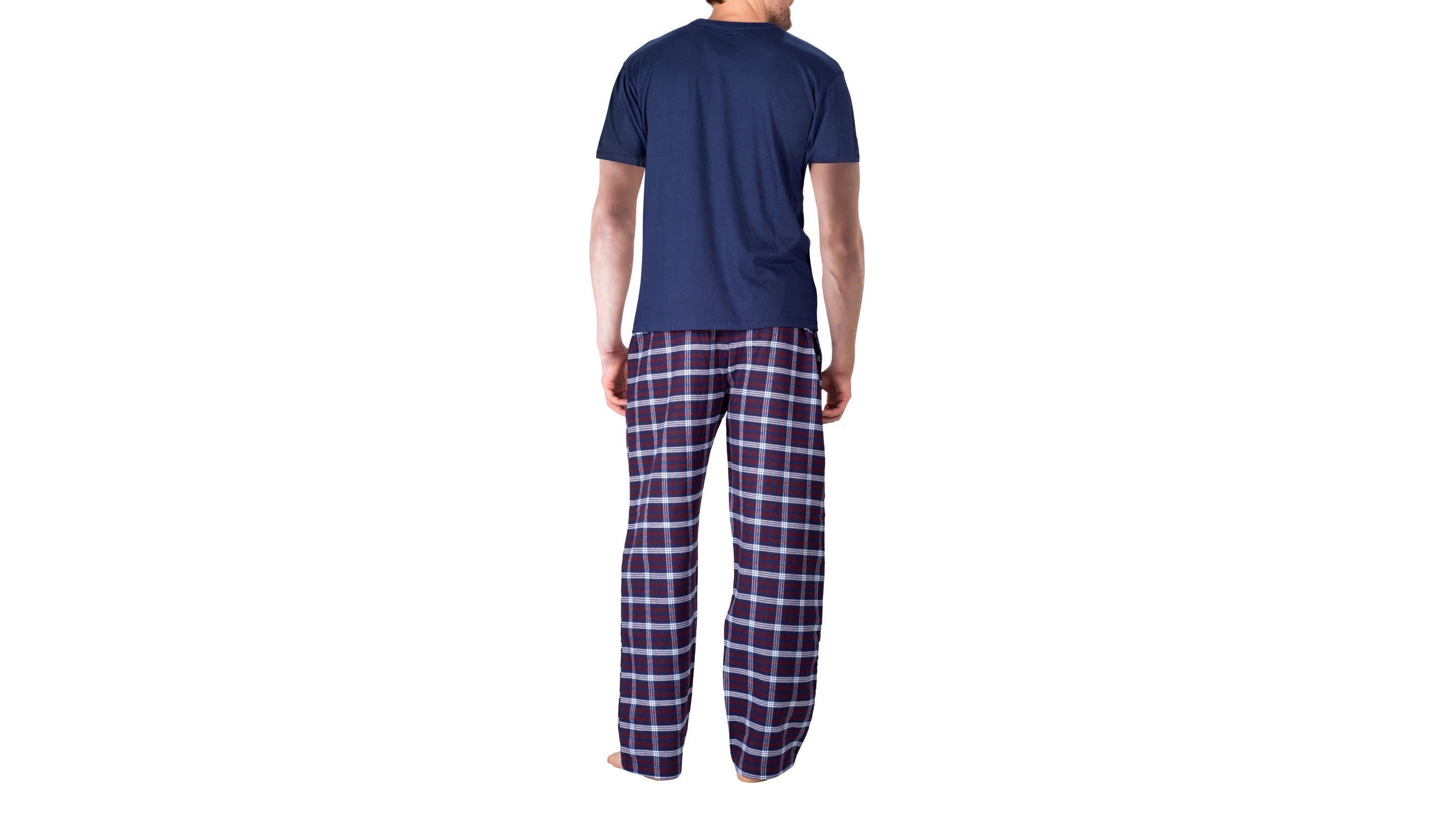 Short Sleeve Flannel Pajama Set Sailor Navy and Americana Plaid