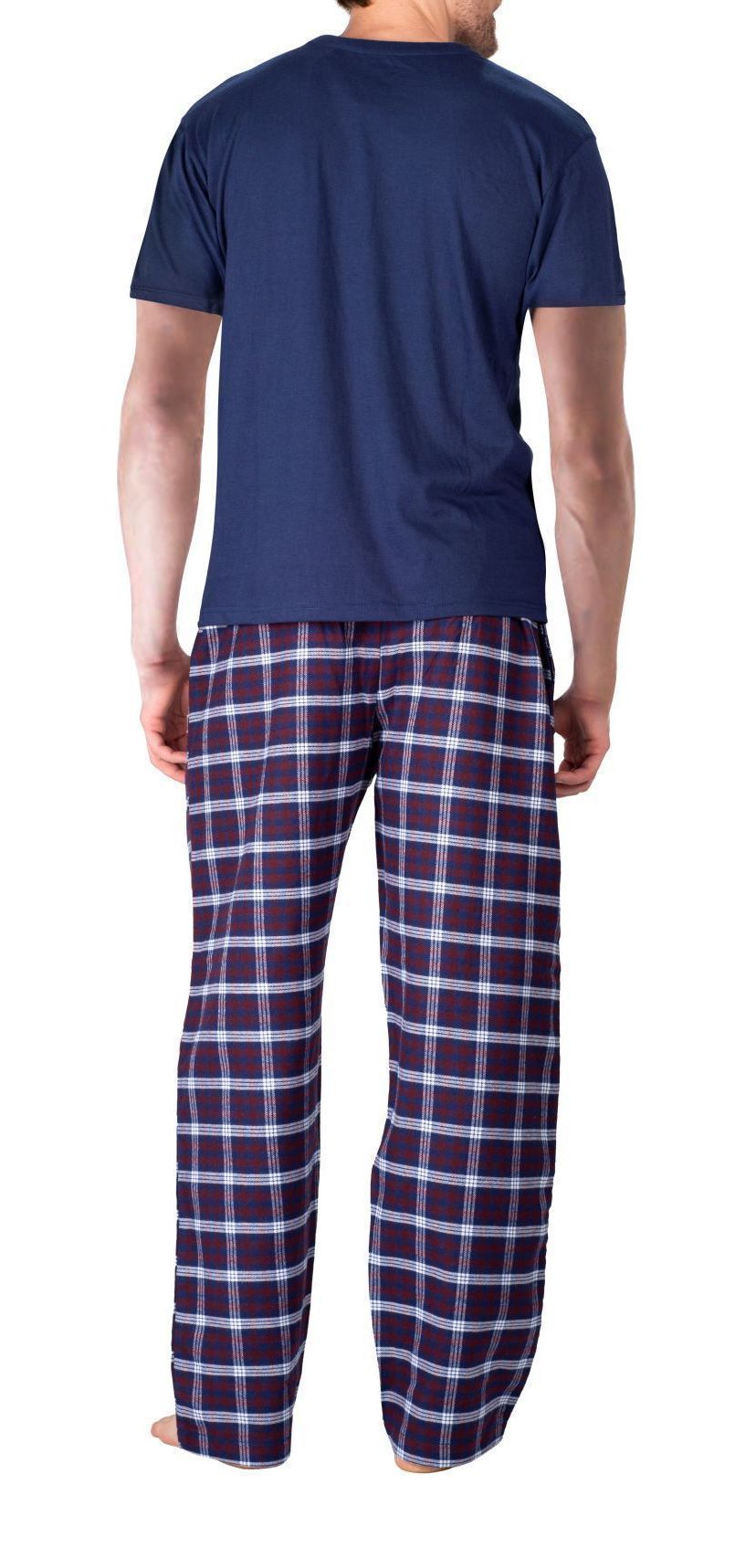 Short Sleeve Flannel Pajama Set Sailor Navy and Americana Plaid