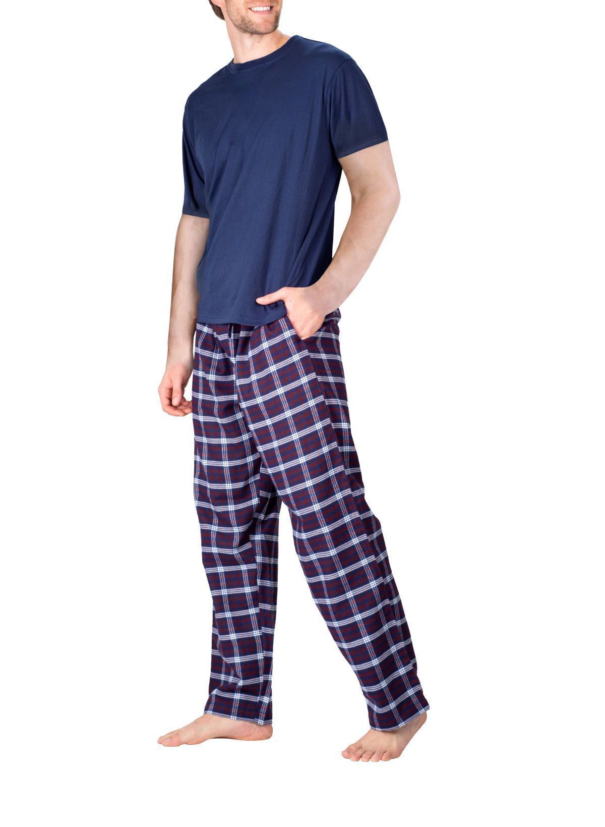 Short Sleeve Flannel Pajama Set Sailor Navy and Americana Plaid