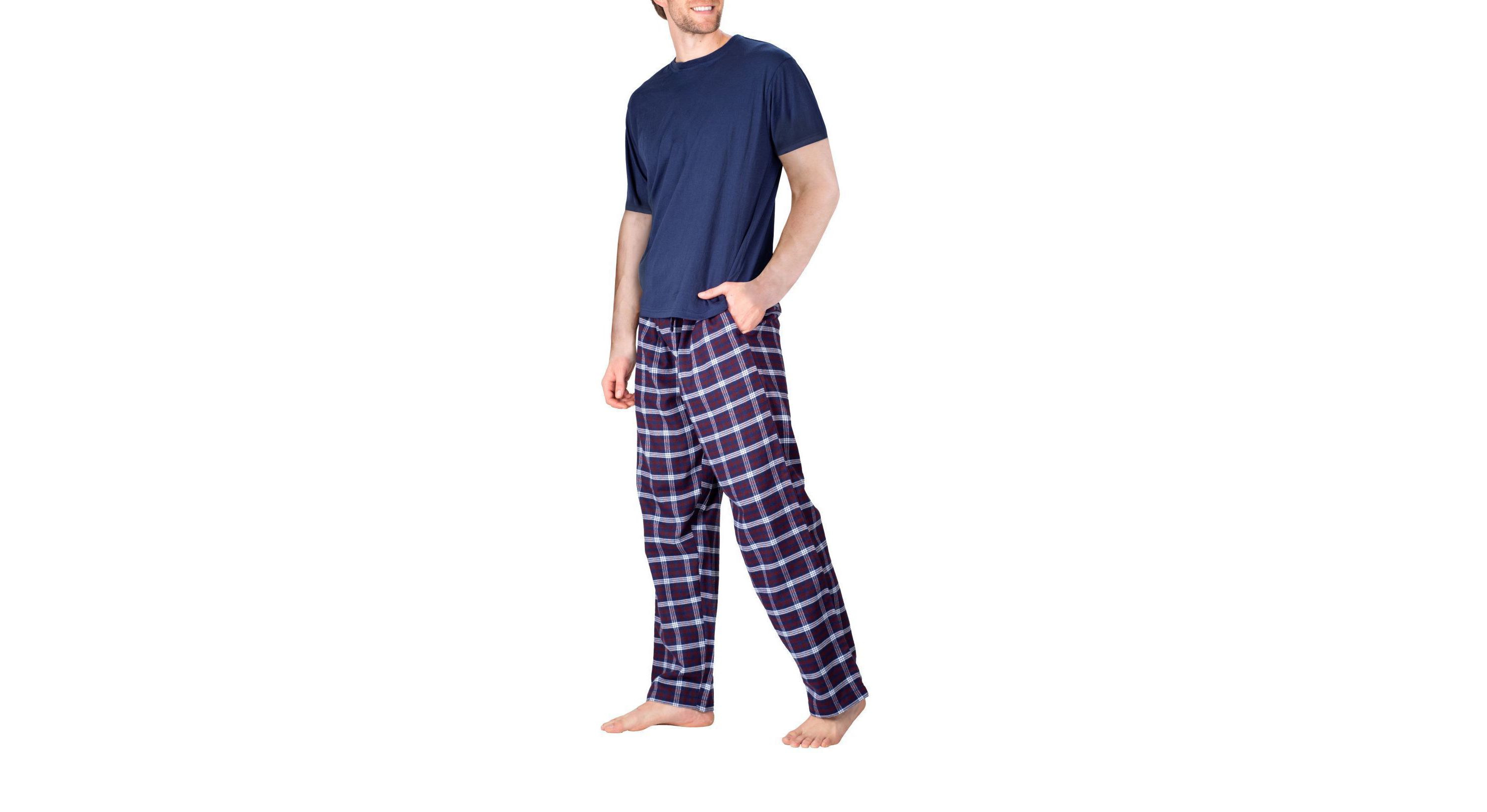 Short Sleeve Flannel Pajama Set Sailor Navy and Americana Plaid
