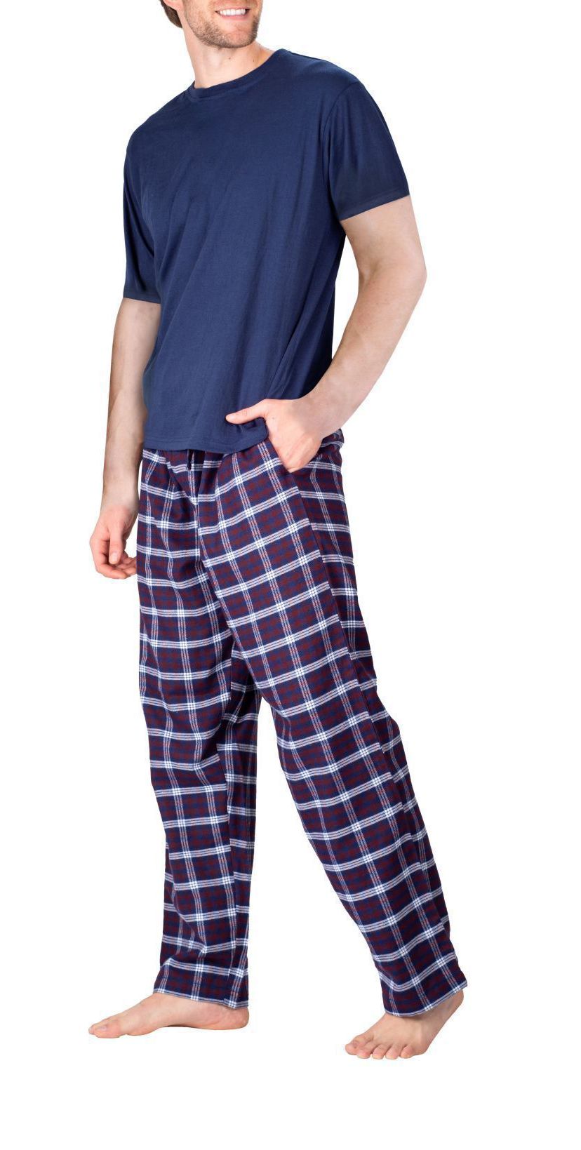 Short Sleeve Flannel Pajama Set Sailor Navy and Americana Plaid