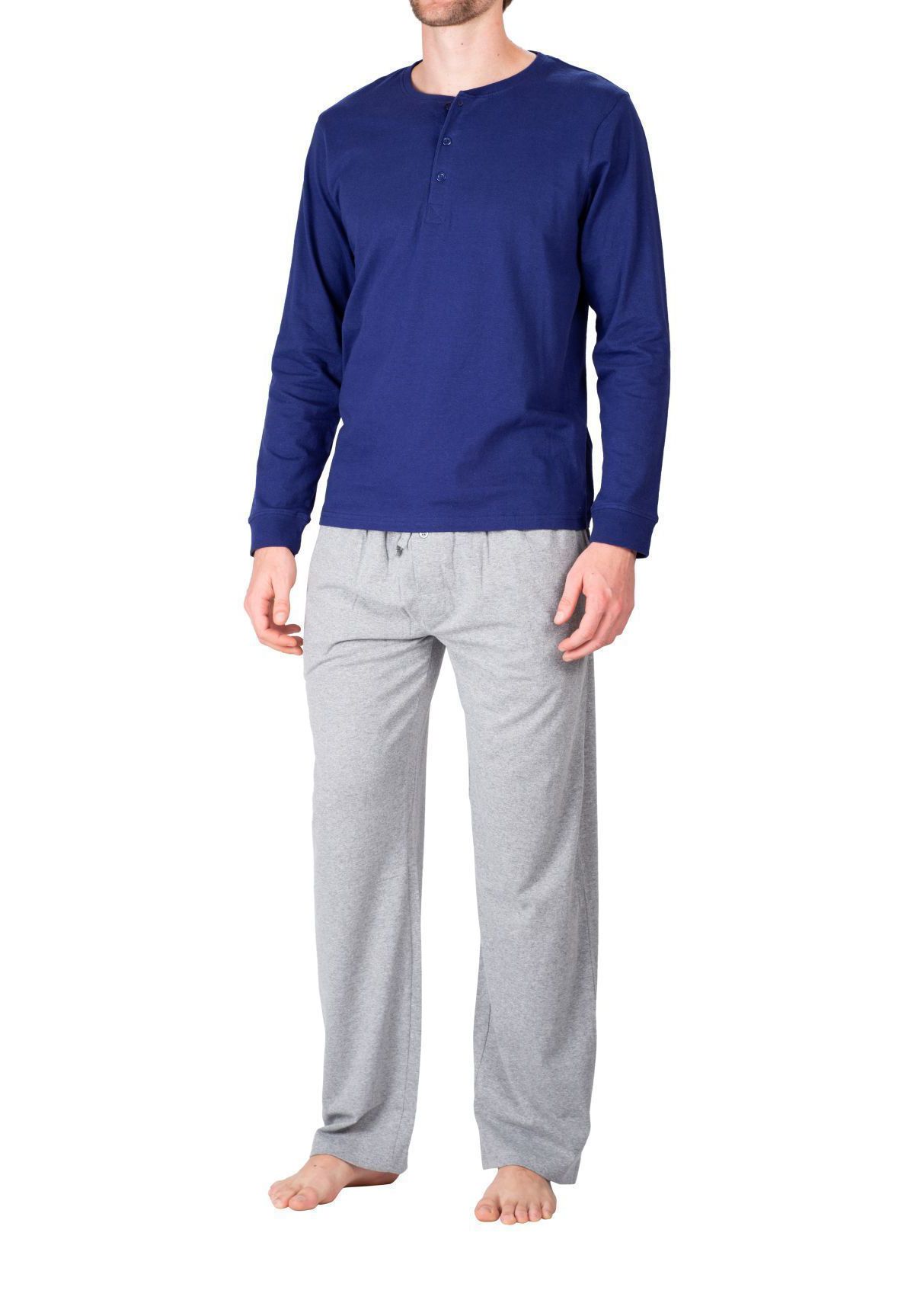 Knit Pajama Set Navy and Grey