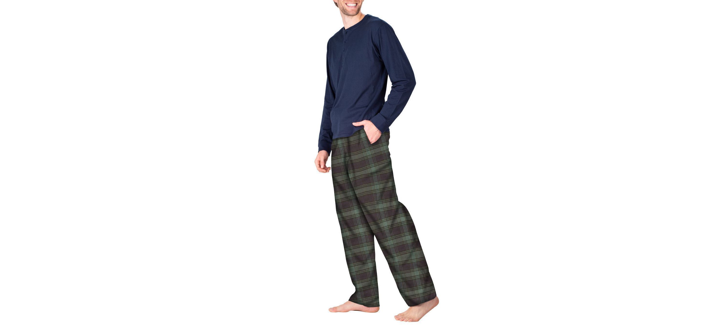 Flannel Pajama Set Navy with Green and Navy Plaid