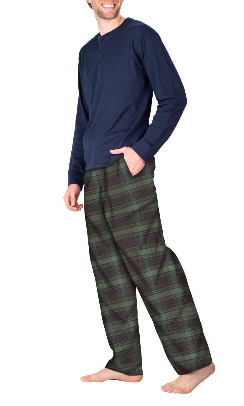 Flannel Pajama Set Navy with Green and Navy Plaid