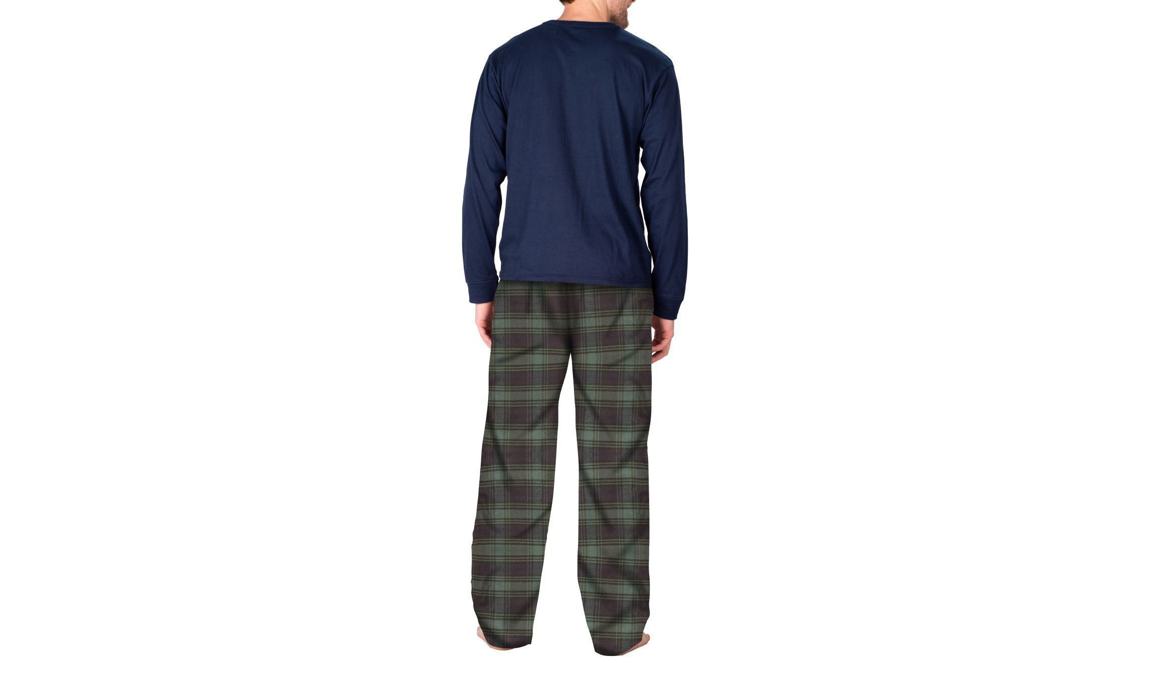 Flannel Pajama Set Navy with Green and Navy Plaid