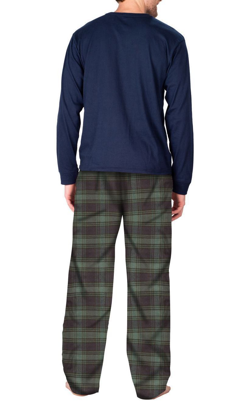 Flannel Pajama Set Navy with Green and Navy Plaid