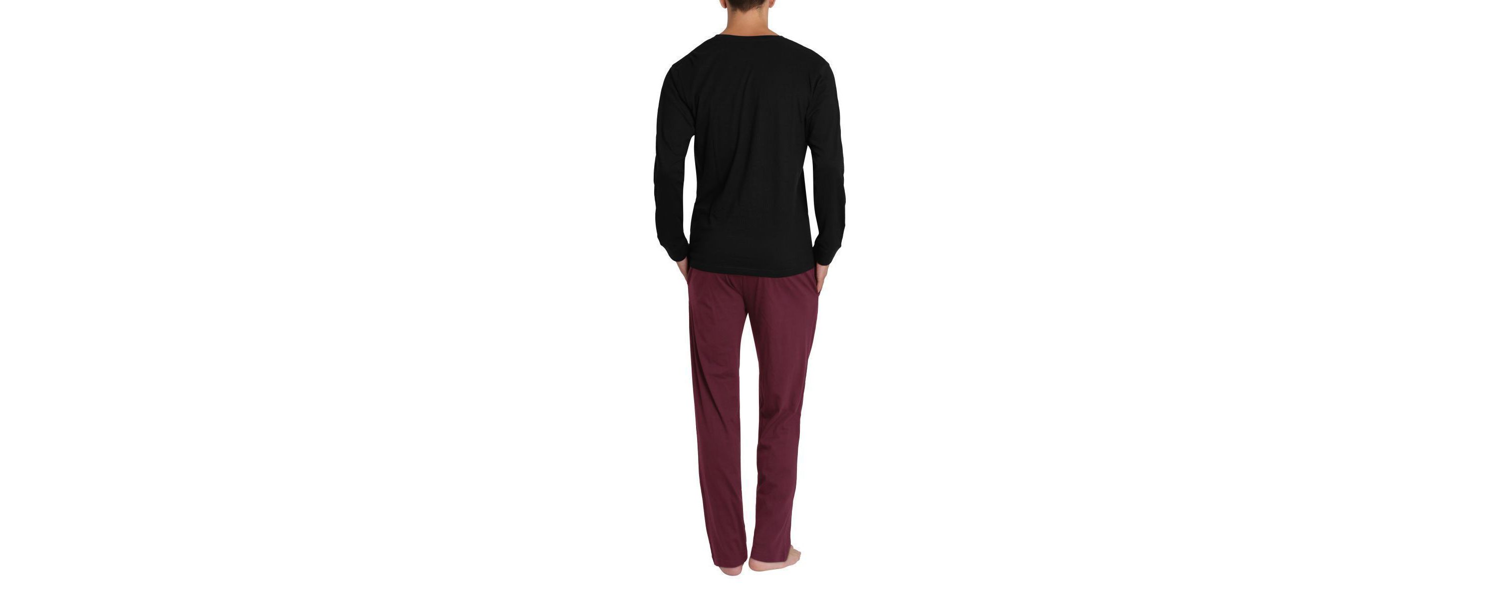 Knit Pajama Set Black with Burgundy