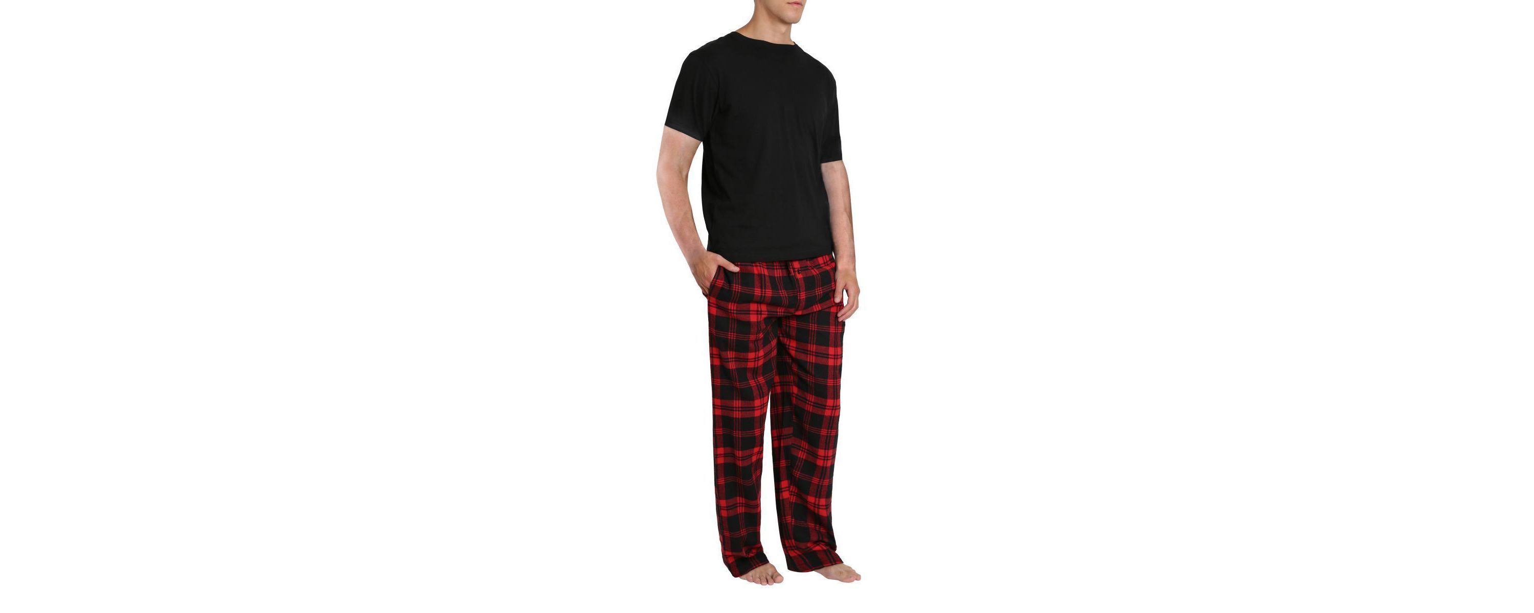 Short Sleeve Flannel Pajama Set Buffalo Check