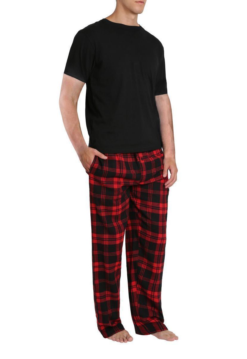 Short Sleeve Flannel Pajama Set Buffalo Check