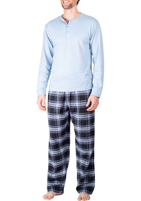 SLEEPHERO Flannel Sky Blue Berkshires Plaid Pajama Set
