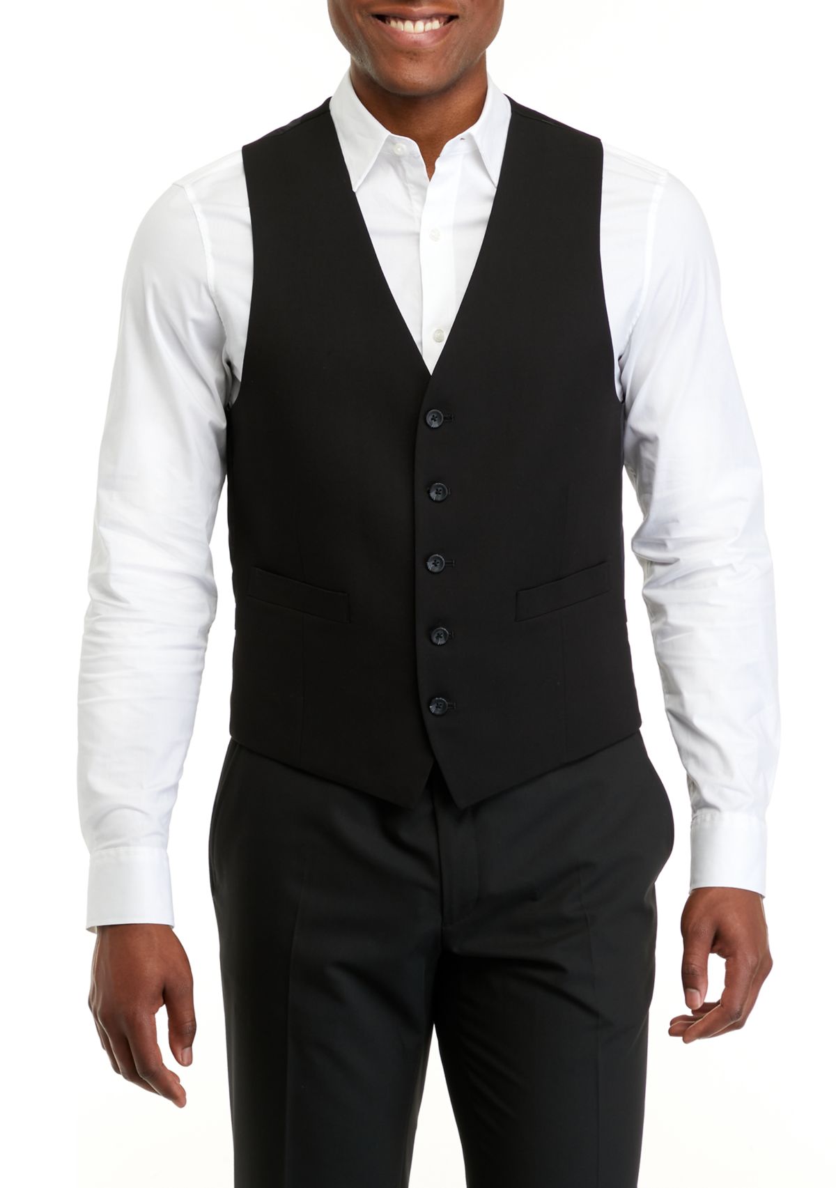 Mens Black Suit Separate Vest