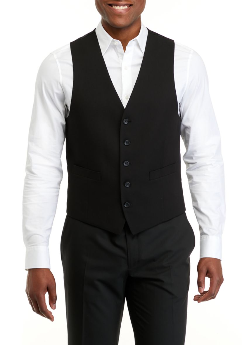 Mens Black Suit Separate Vest