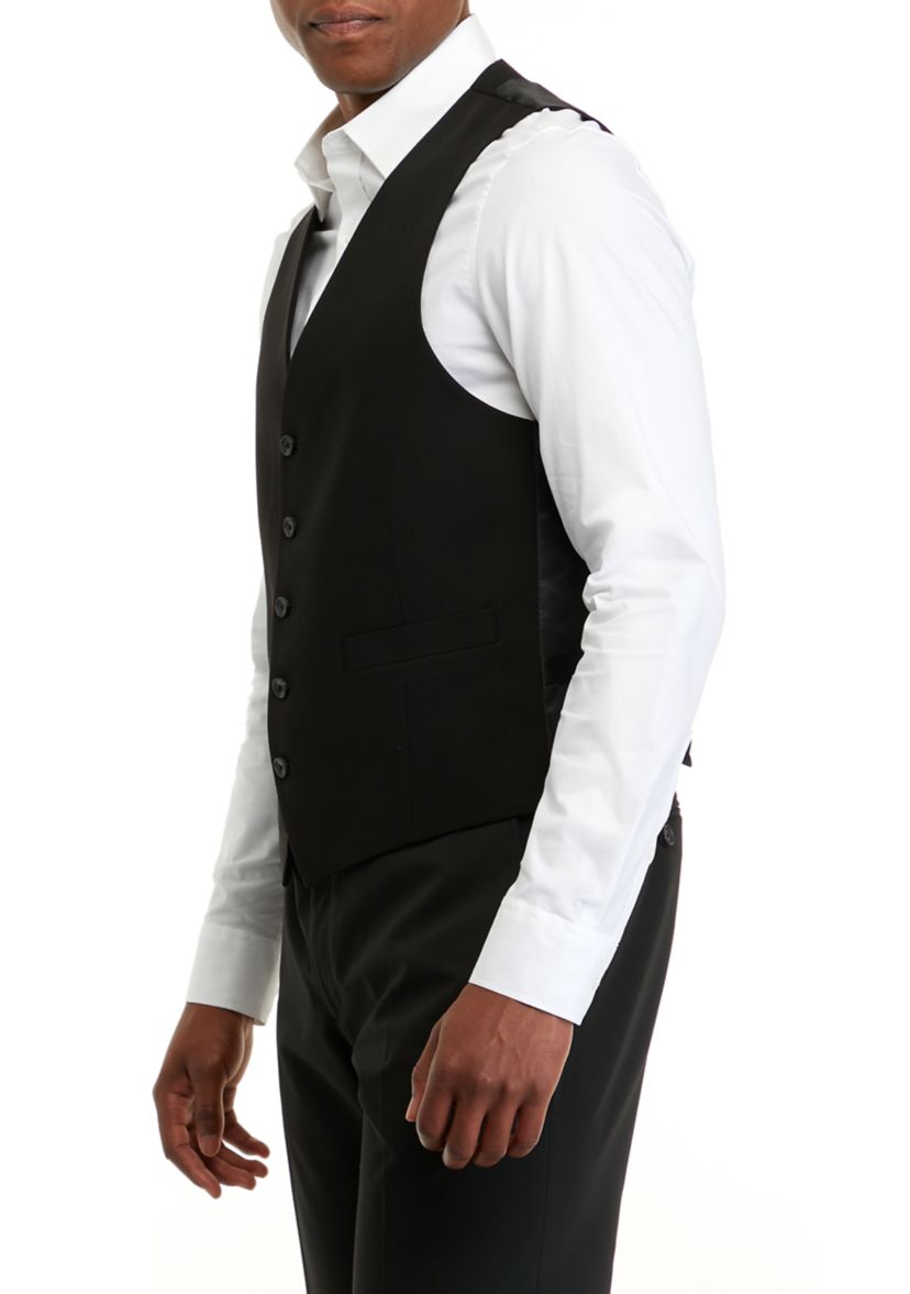 Mens Black Suit Separate Vest