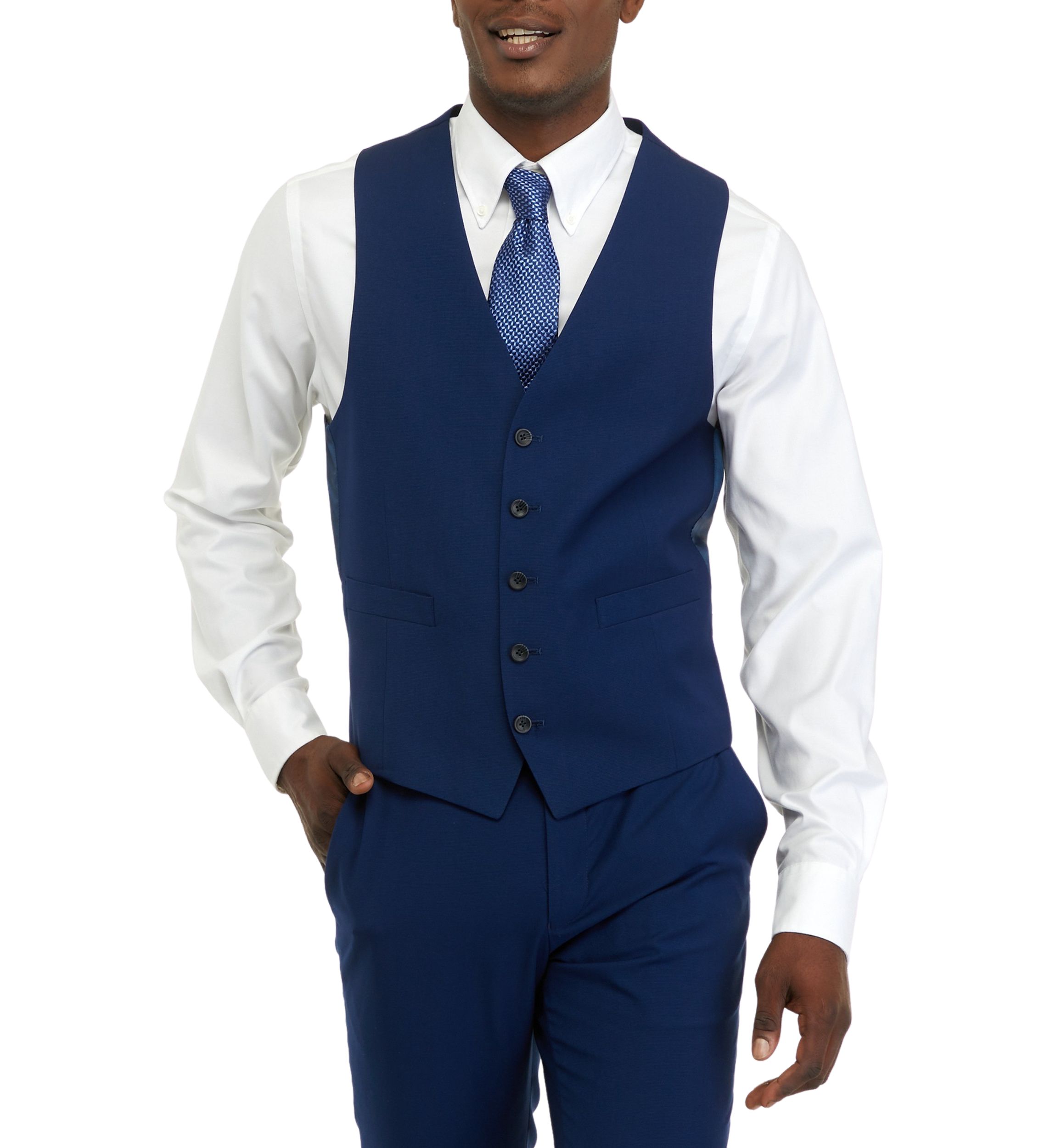 Mens Blue Multi Pattern Vest
