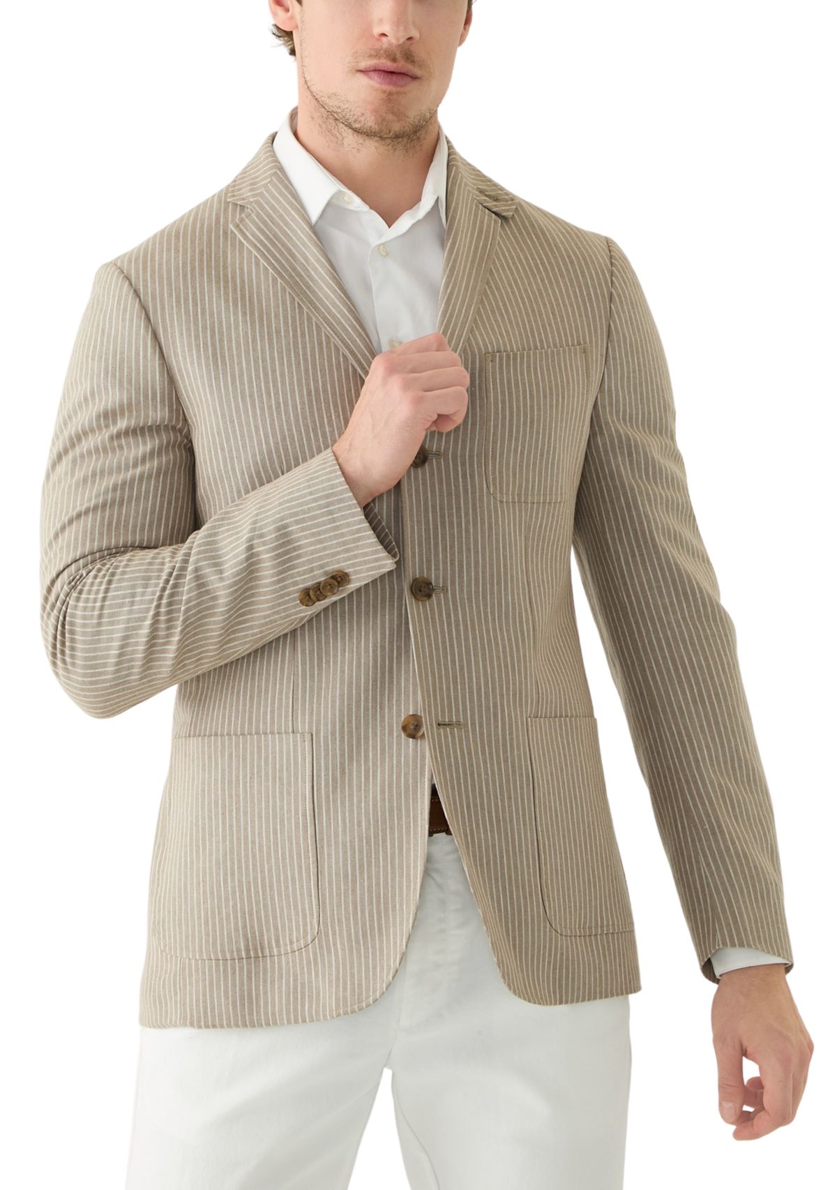 Mens Stripe 3 Button Roll Collar Sportcoat