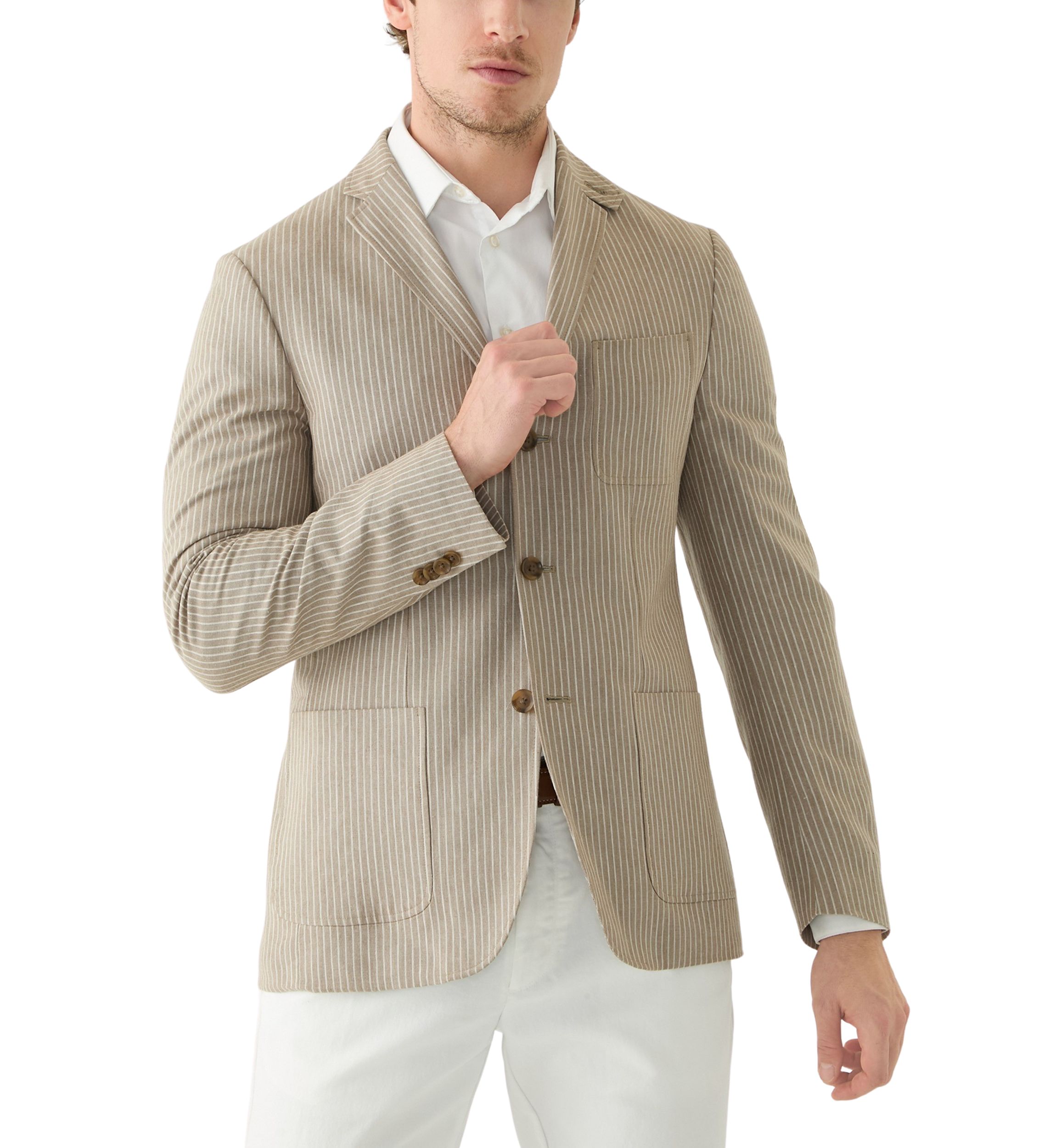 Mens Stripe 3 Button Roll Collar Sportcoat