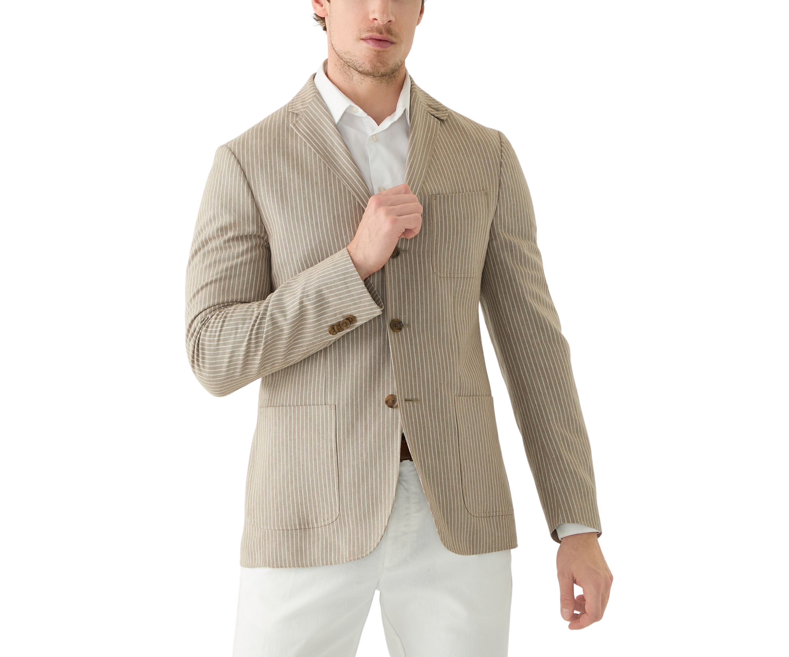 Mens Stripe 3 Button Roll Collar Sportcoat
