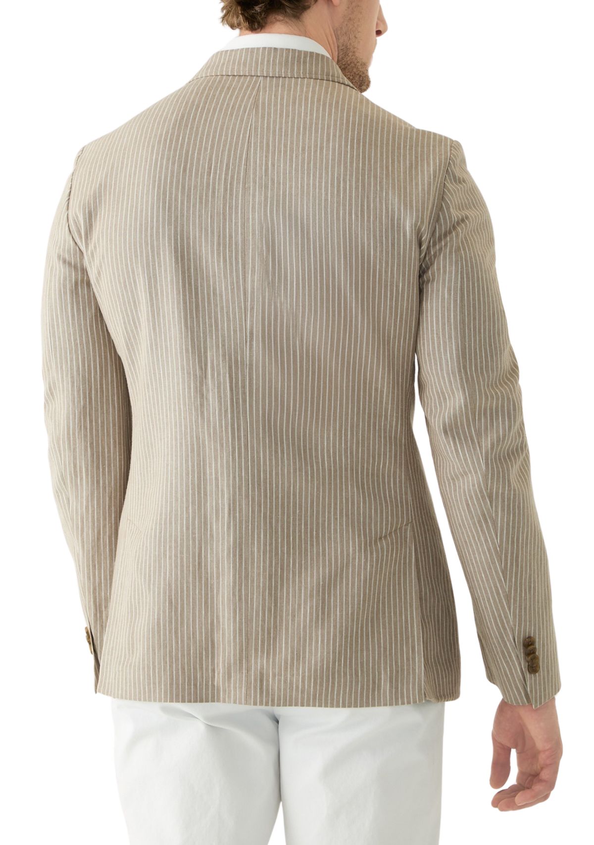 Mens Stripe 3 Button Roll Collar Sportcoat