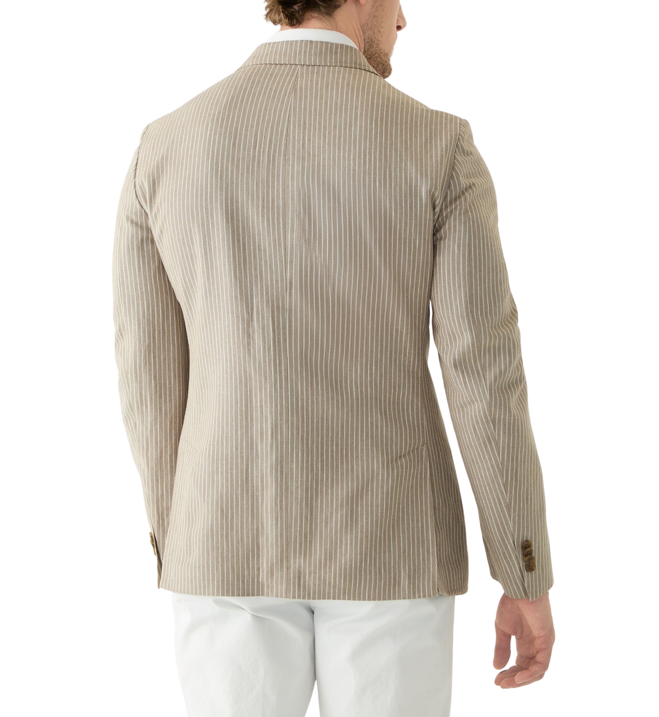 Mens Stripe 3 Button Roll Collar Sportcoat