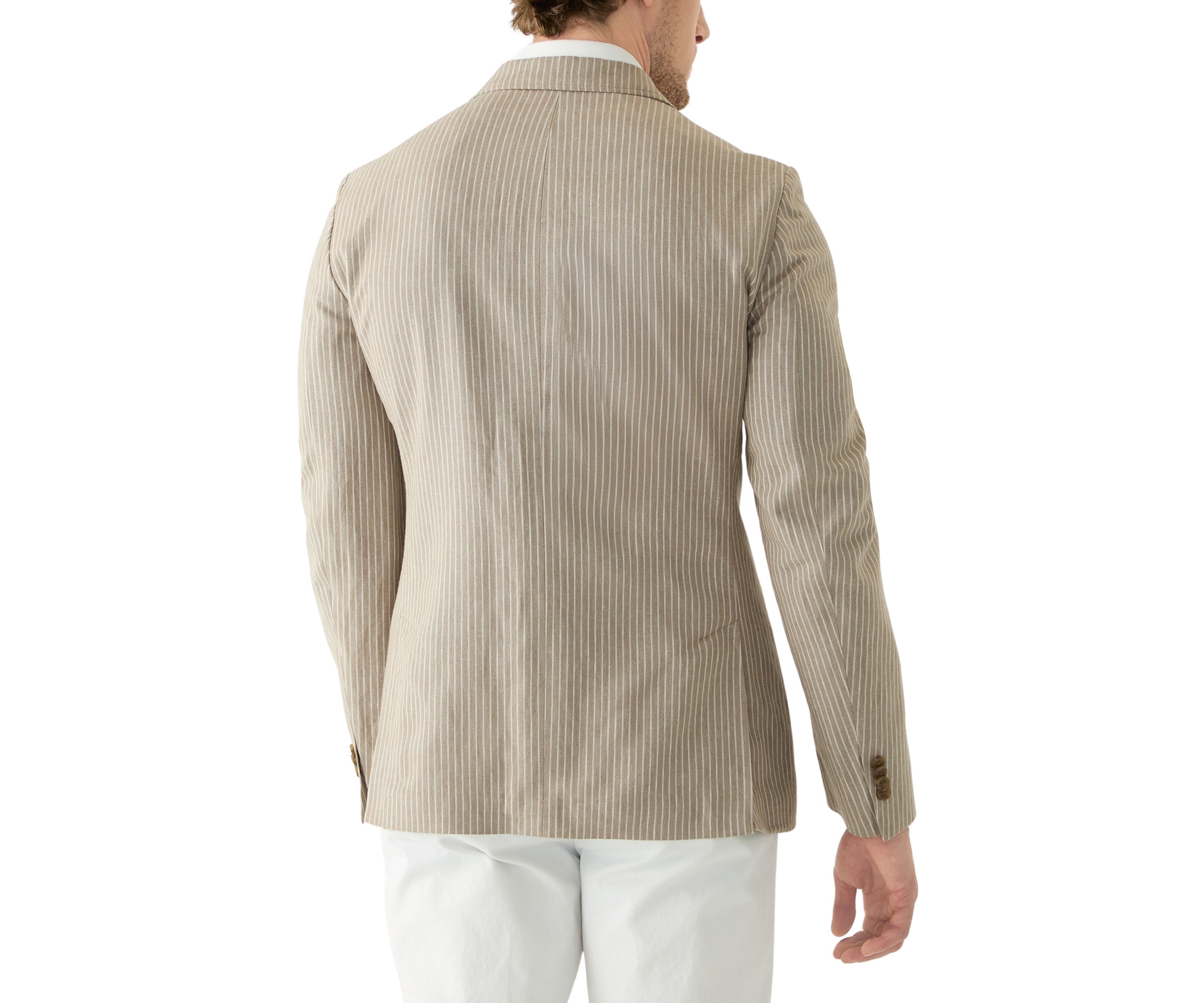 Mens Stripe 3 Button Roll Collar Sportcoat