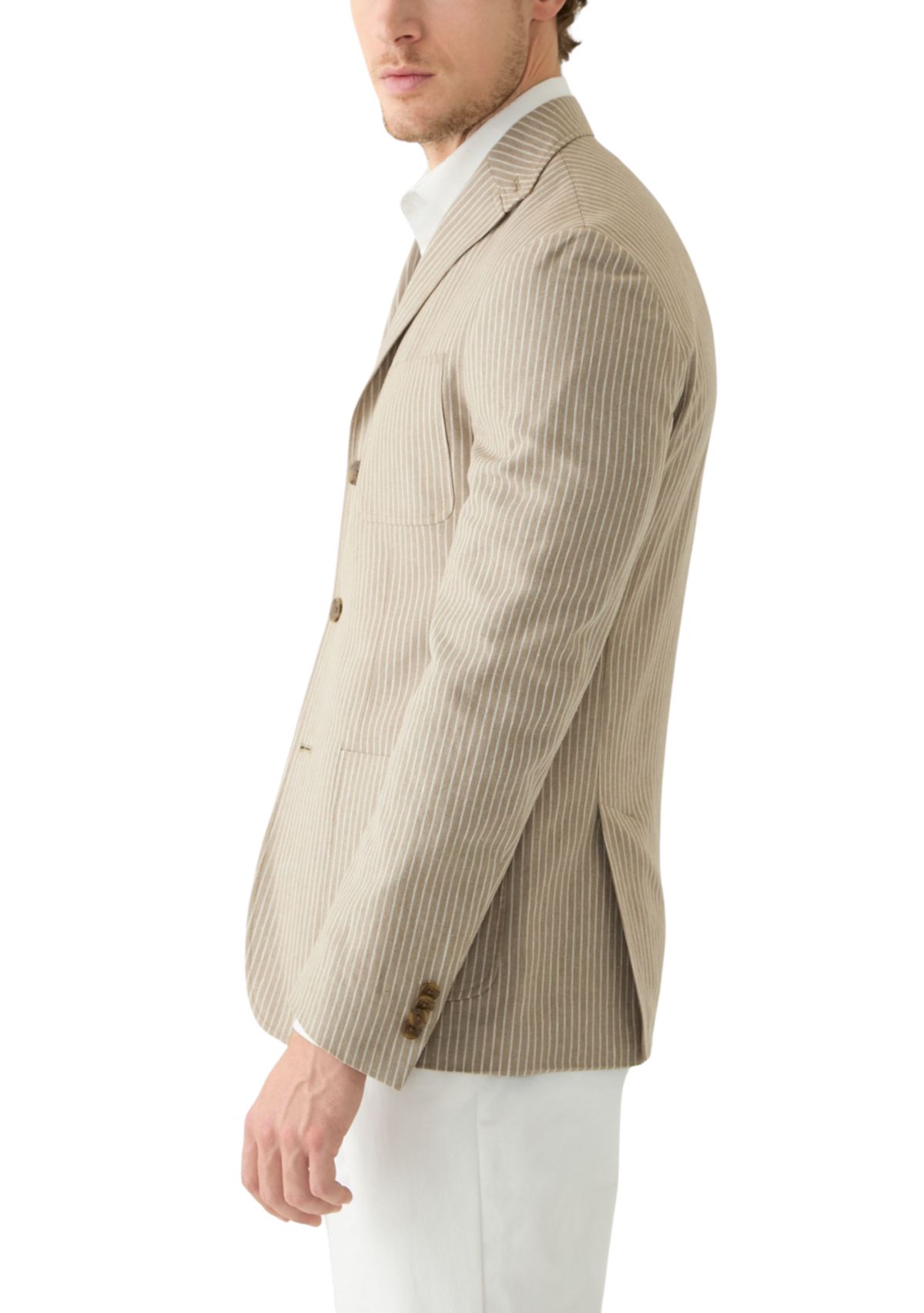 Mens Stripe 3 Button Roll Collar Sportcoat