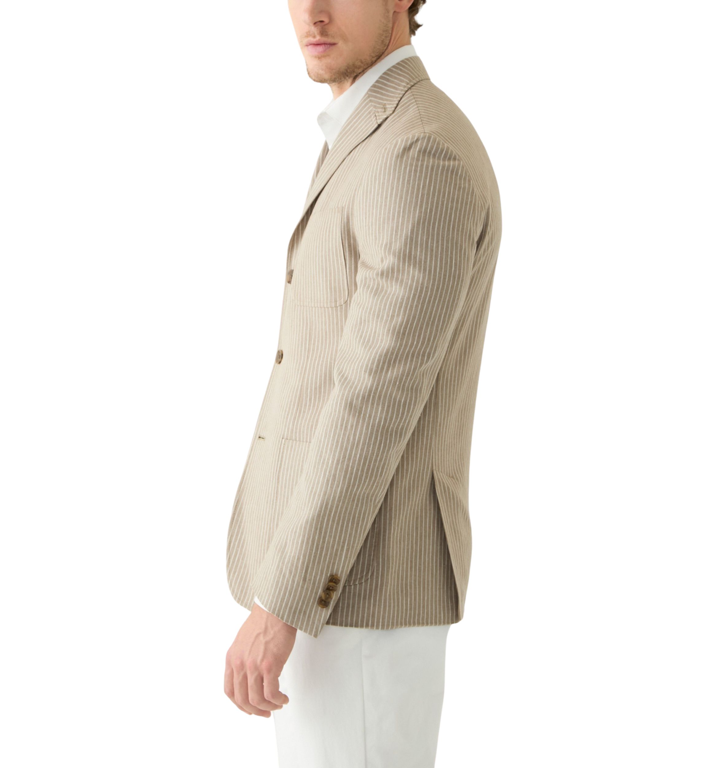 Mens Stripe 3 Button Roll Collar Sportcoat