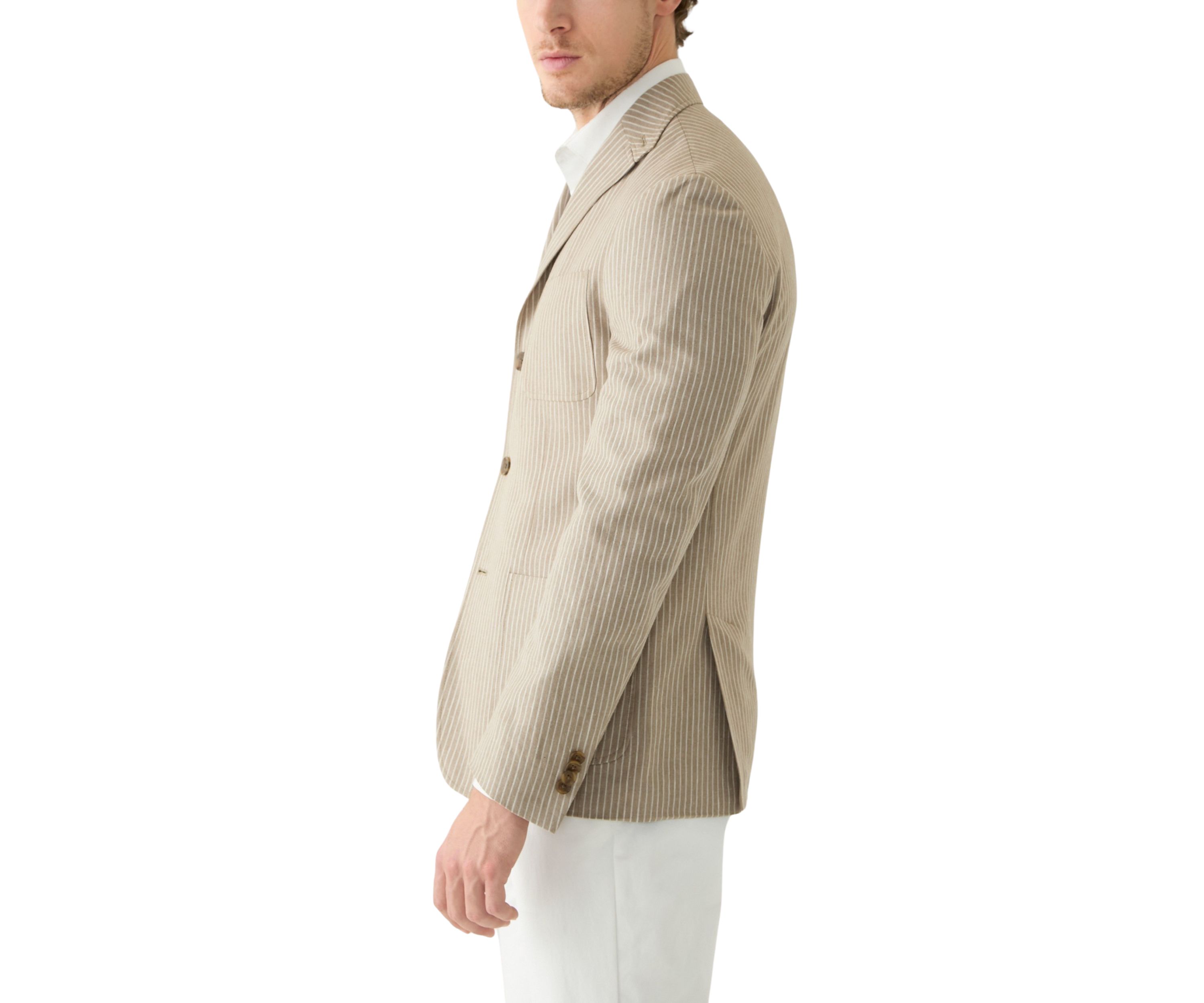 Mens Stripe 3 Button Roll Collar Sportcoat