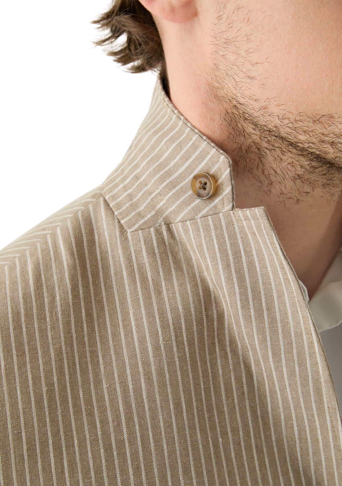 Mens Stripe 3 Button Roll Collar Sportcoat