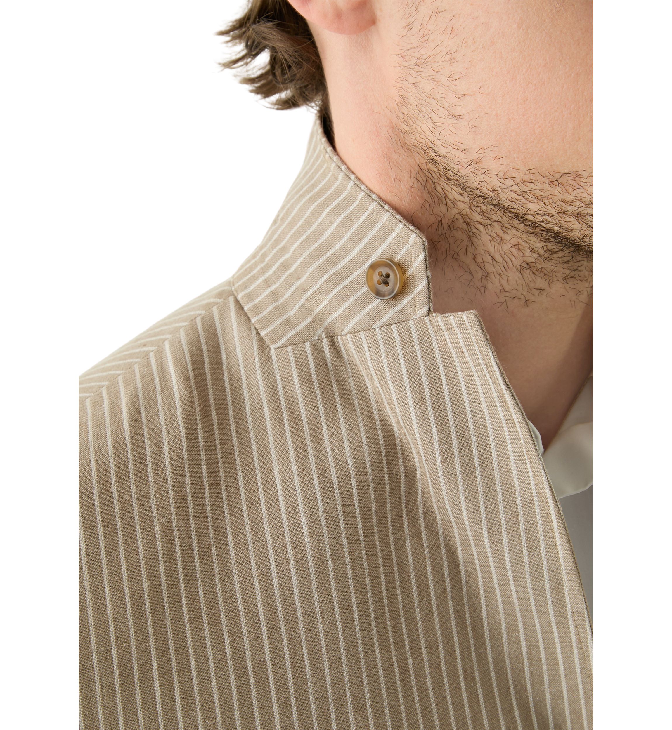 Mens Stripe 3 Button Roll Collar Sportcoat
