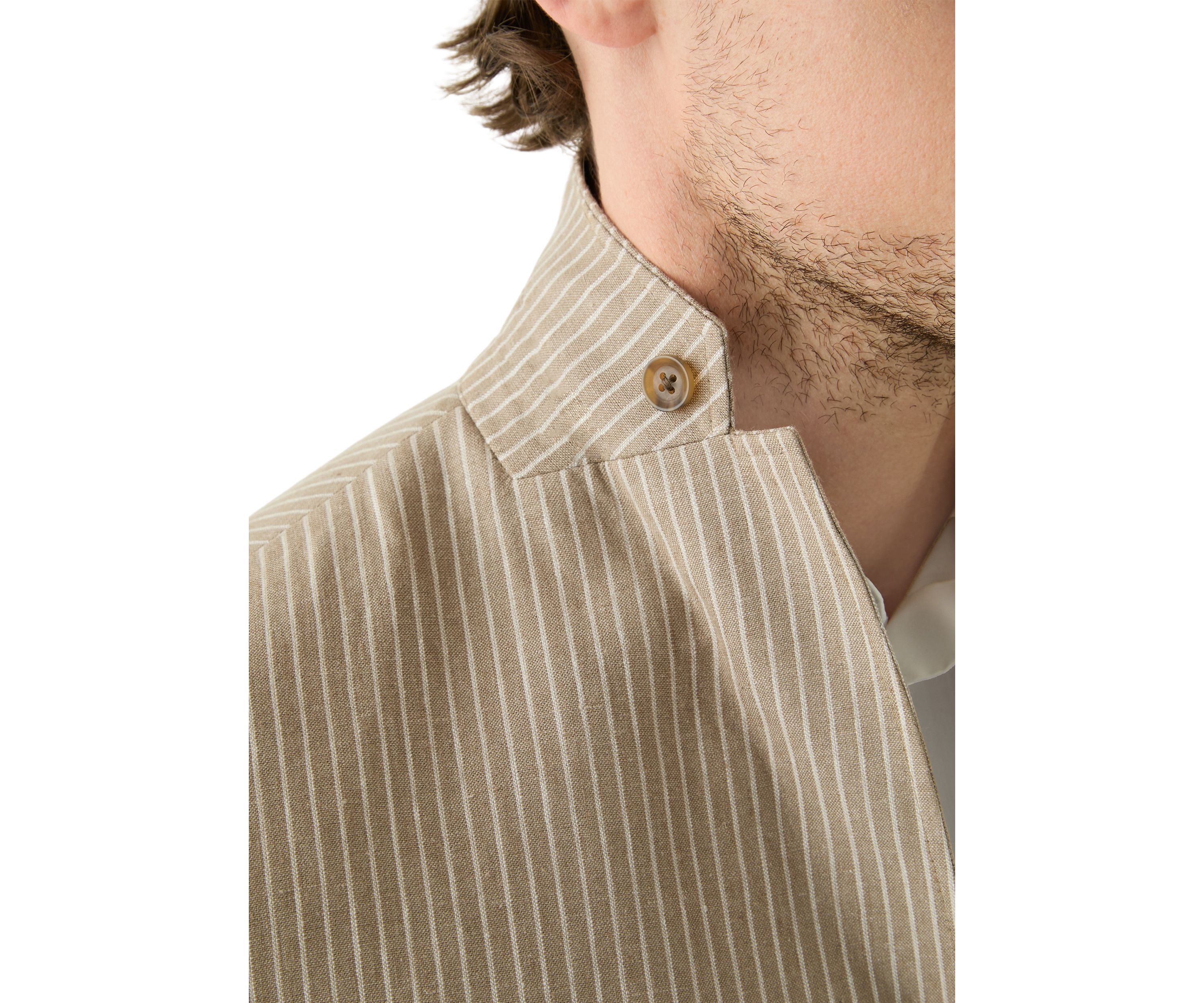 Mens Stripe 3 Button Roll Collar Sportcoat