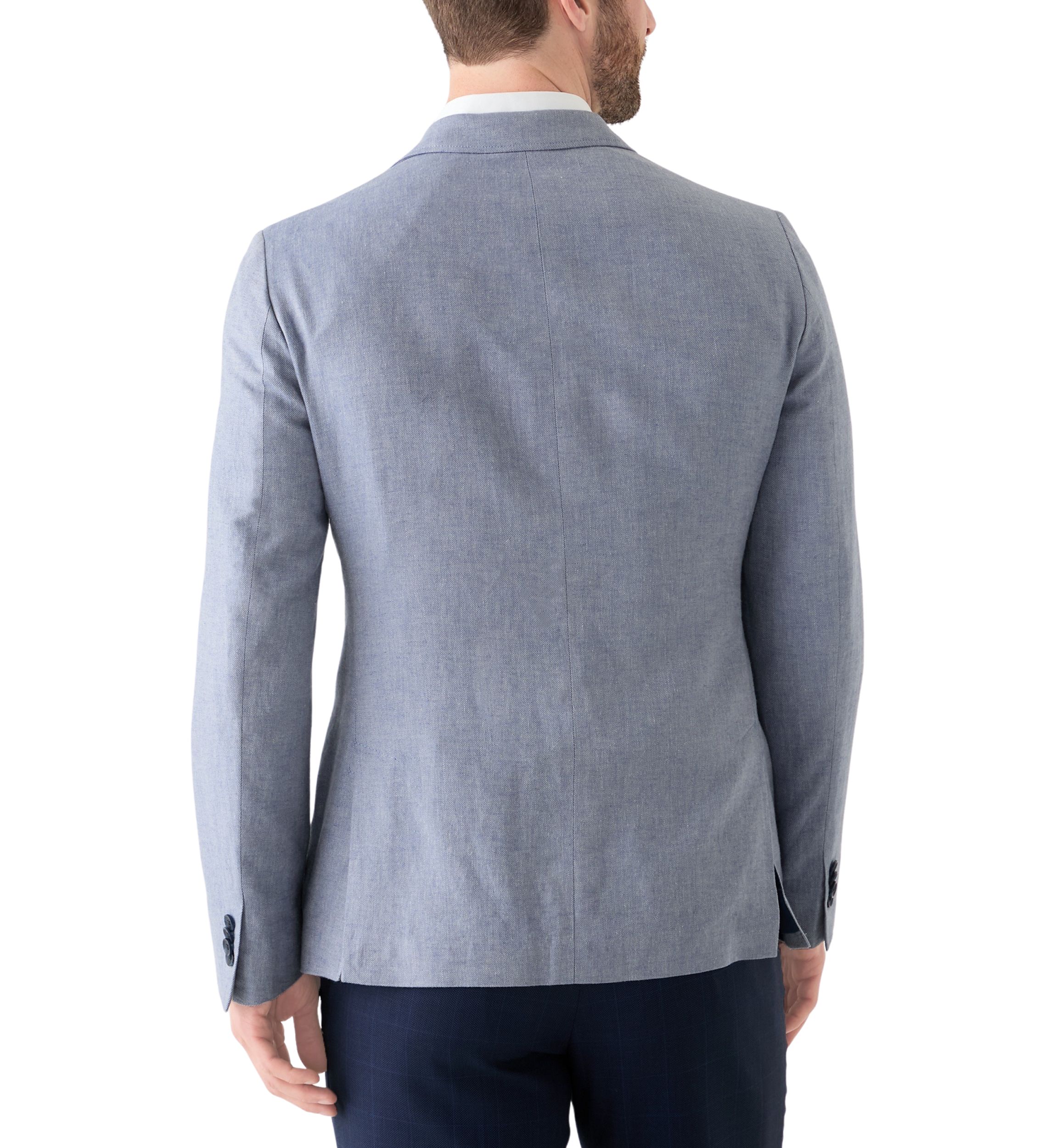 Blue Linen 3-Button Collared Sport Coat 