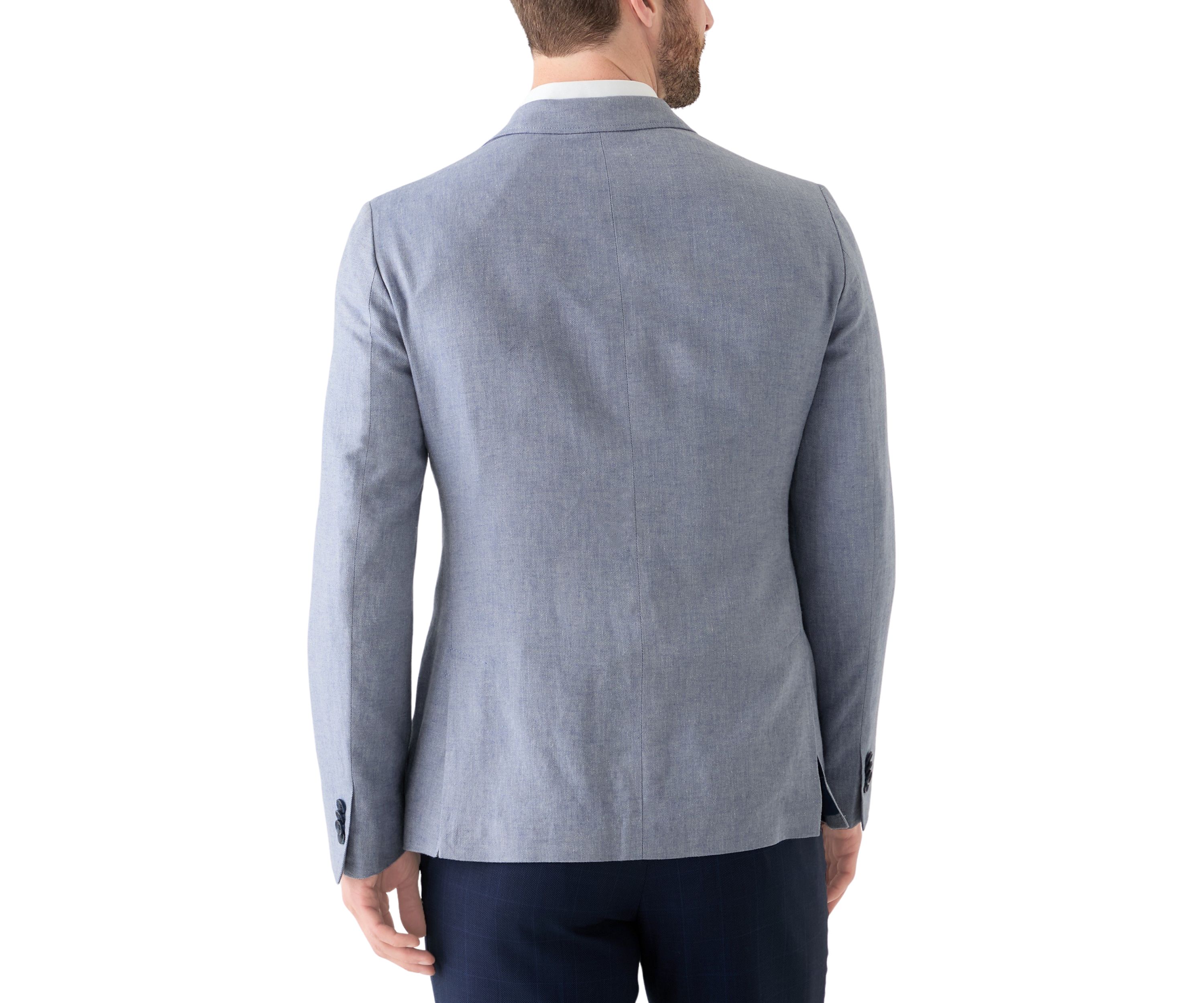 Blue Linen 3-Button Collared Sport Coat 