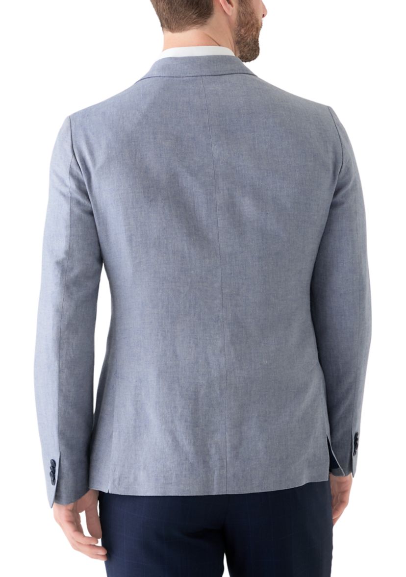 Blue Linen 3-Button Collared Sport Coat 