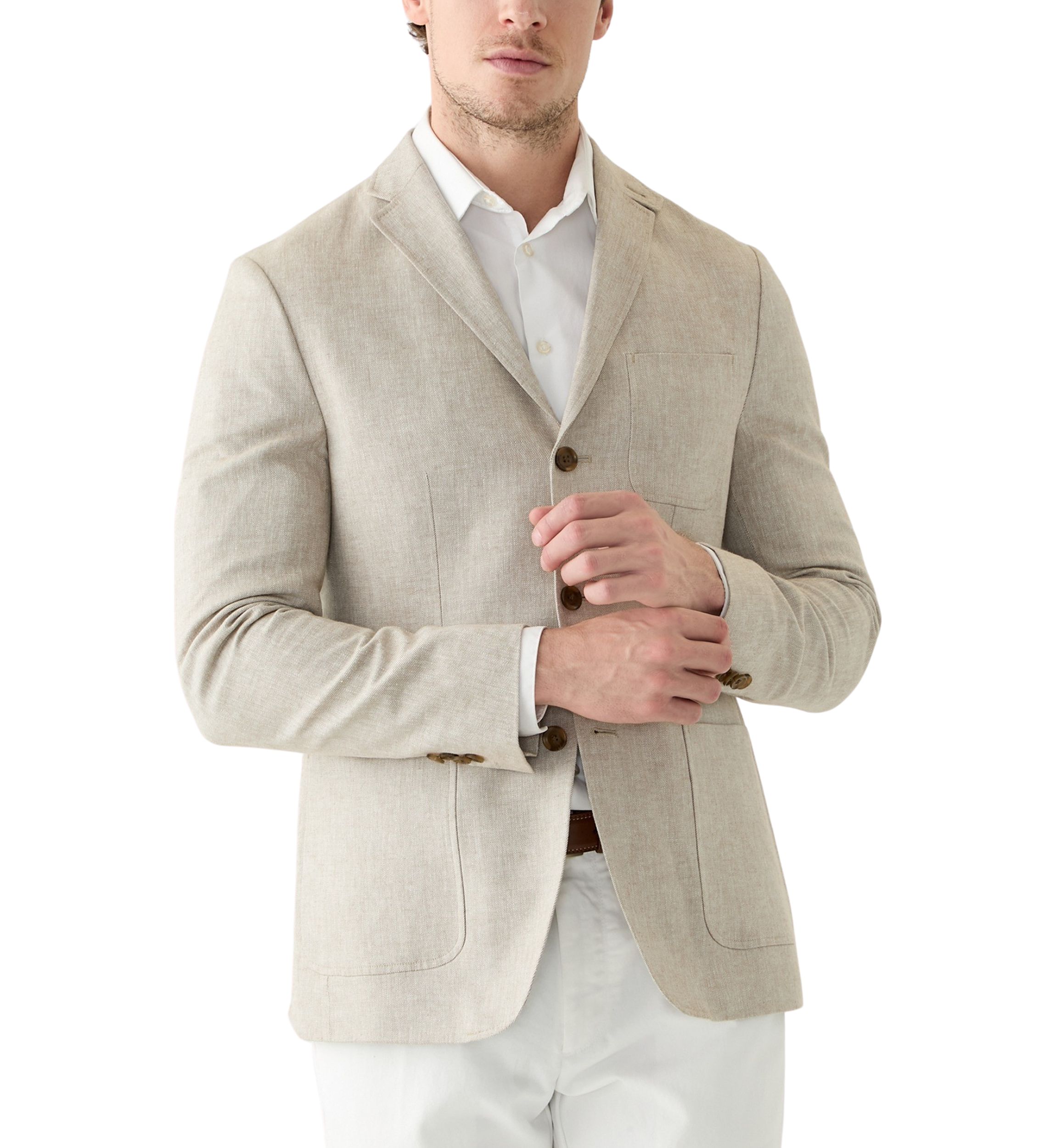 Linen 3-Button Roll Collar Sport Coat 