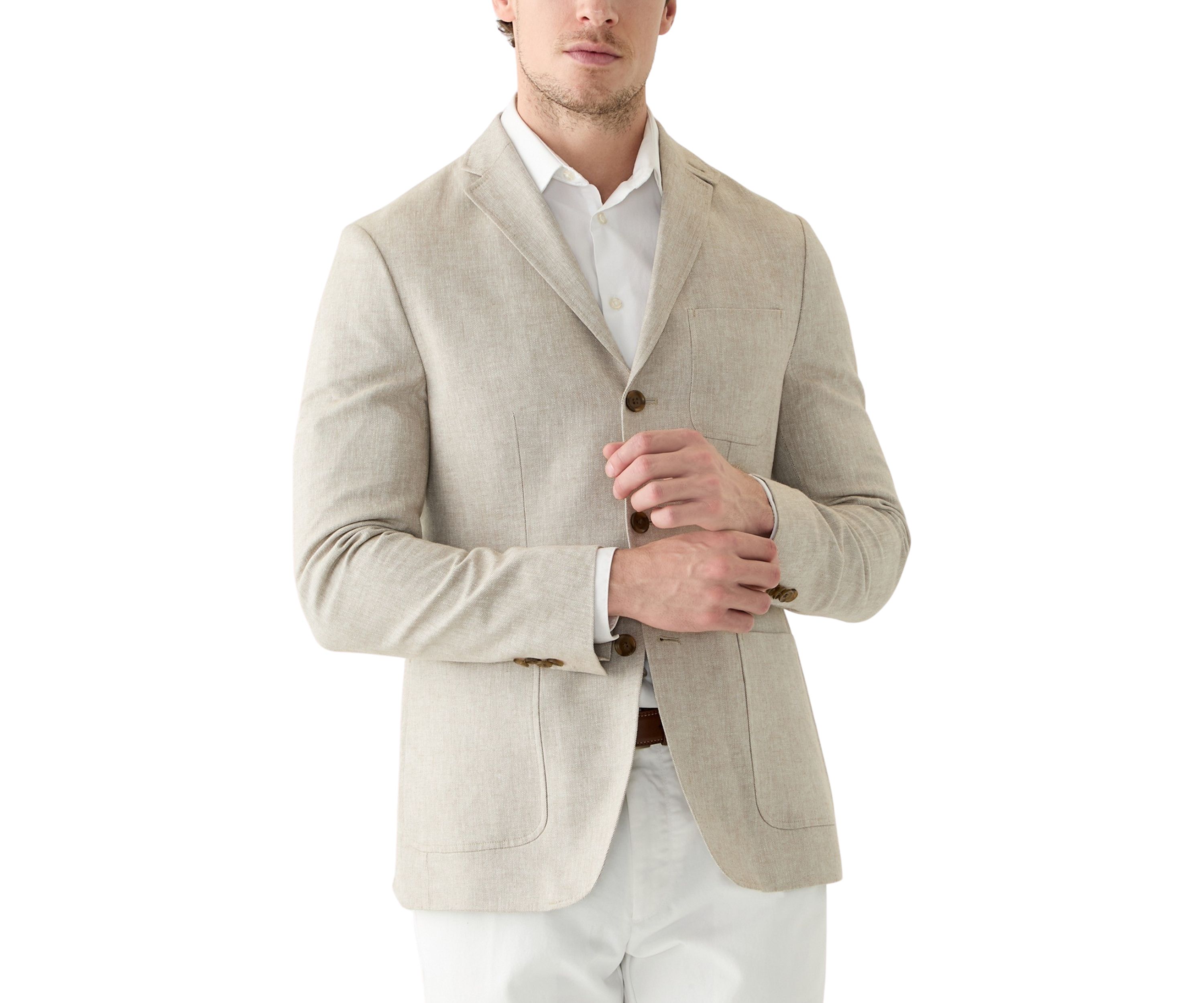Linen 3-Button Roll Collar Sport Coat 