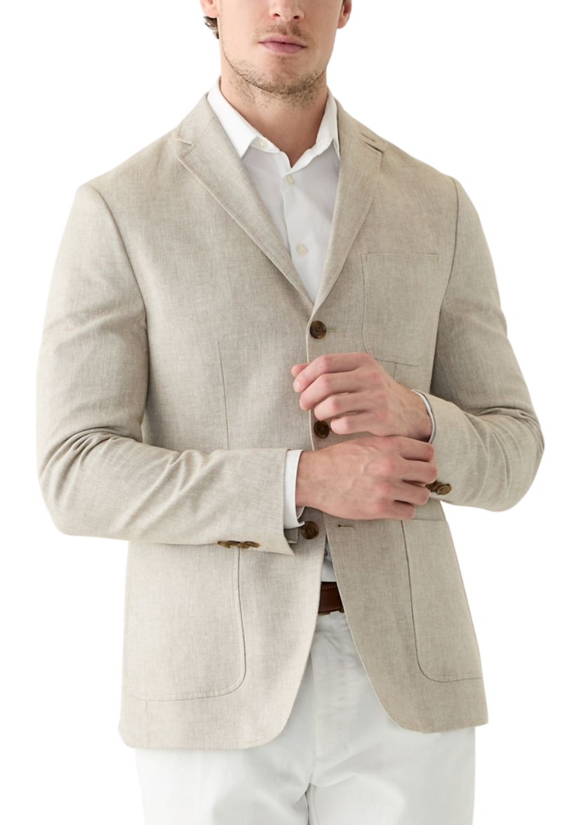 Linen 3-Button Roll Collar Sport Coat 